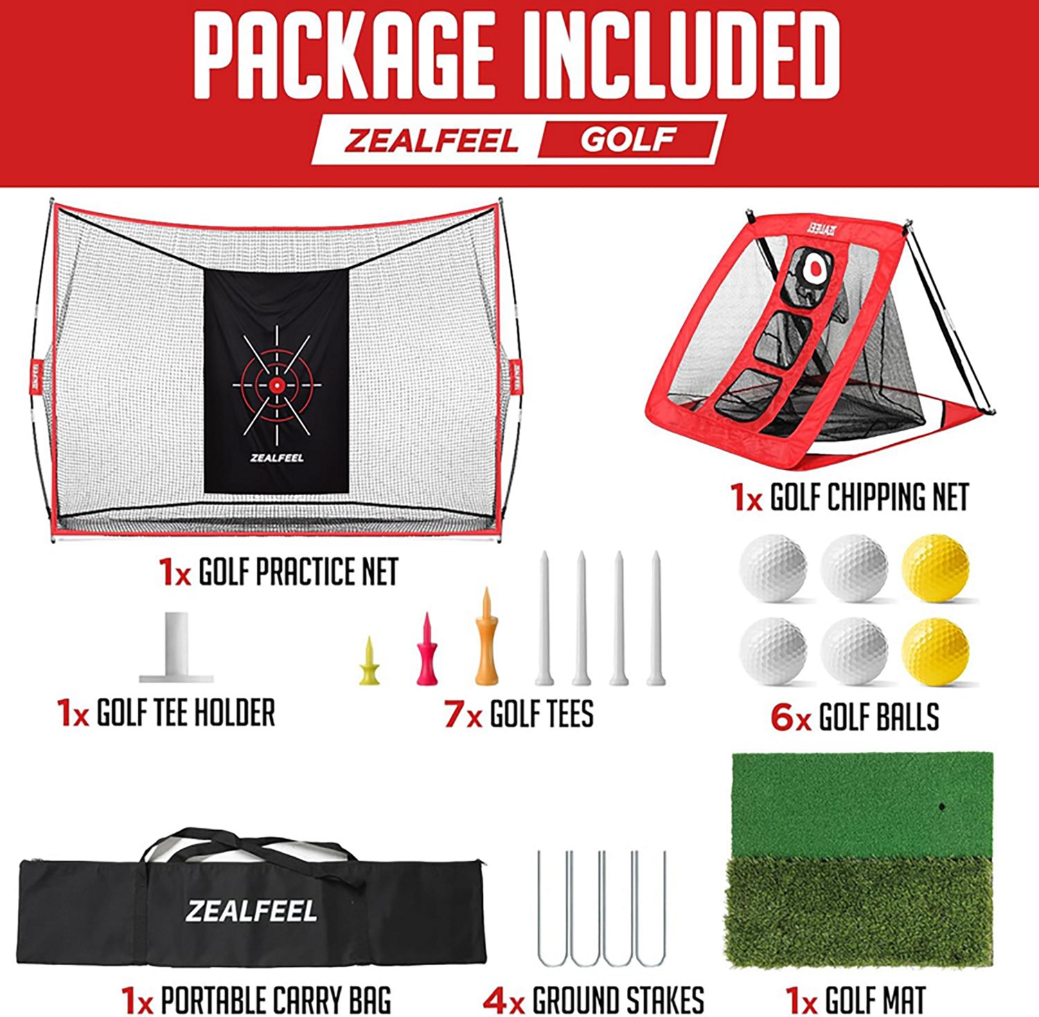 Zealfeel 10 x 7 ft Practice Net with Chipping Target - view number 3
