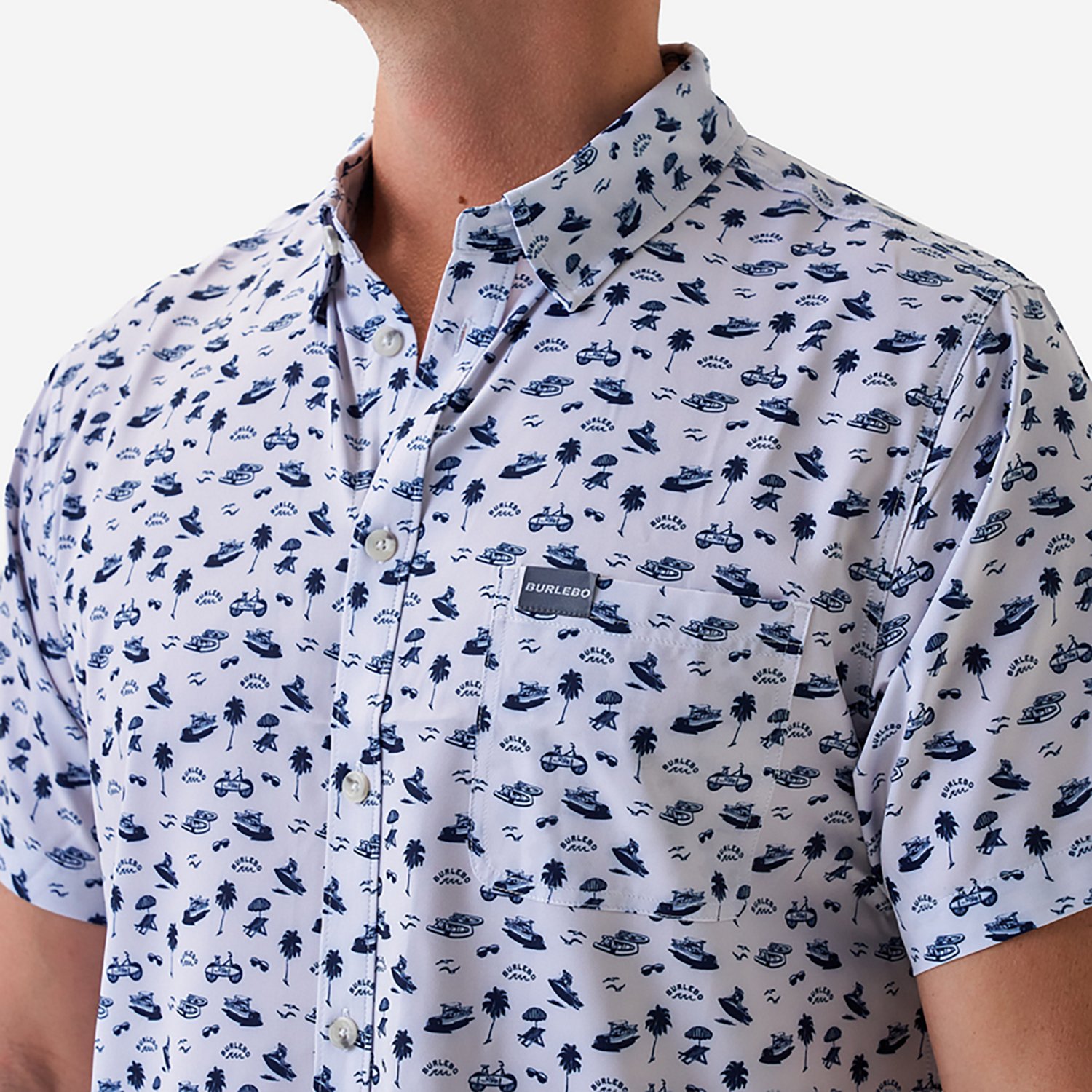 BURLEBO Men's Performance Button-Up Short Sleeve Shirt                                                                           - view number 3