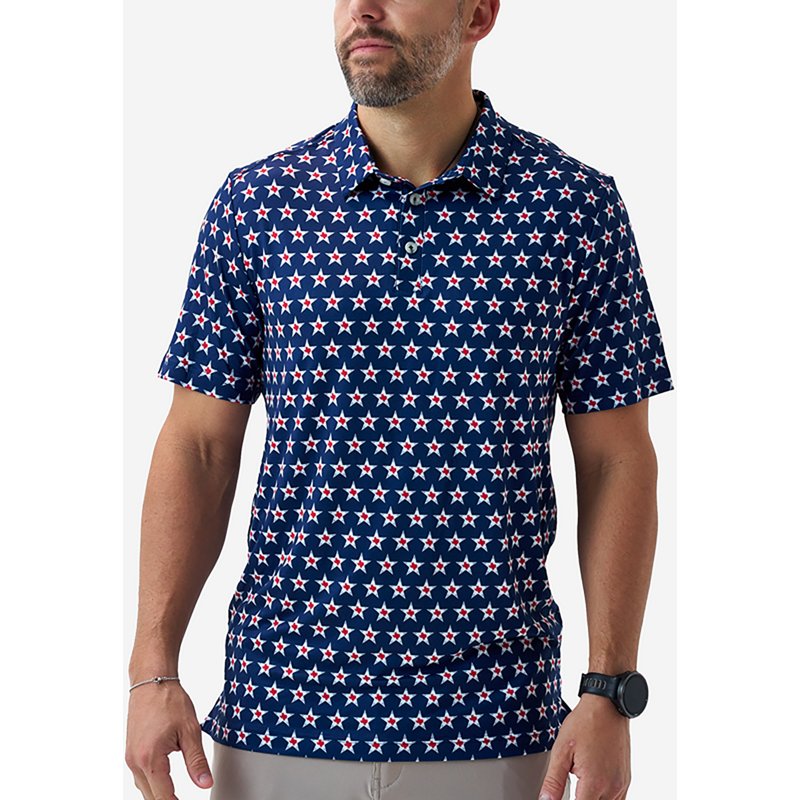BURLEBO Performance Short-Sleeve Polo - Texas Vintage/Navy