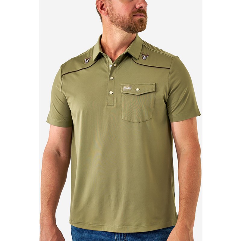 Burlebo Men's Peal Snap Performance Short Sleeve Polo Shirt