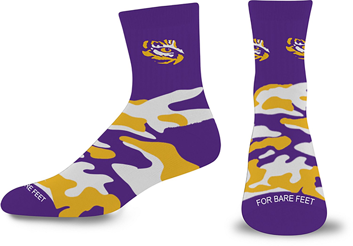 For Bare Feet Adults' Louisiana State University Camo Cover Socks