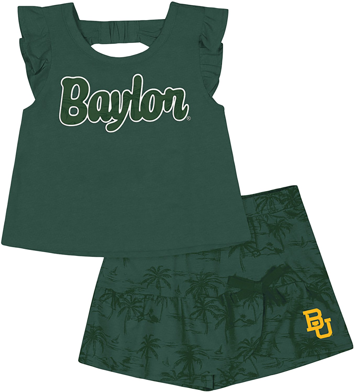 Colosseum Athletics Toddlers' Baylor University Joy Palm Shirt and Skort Set