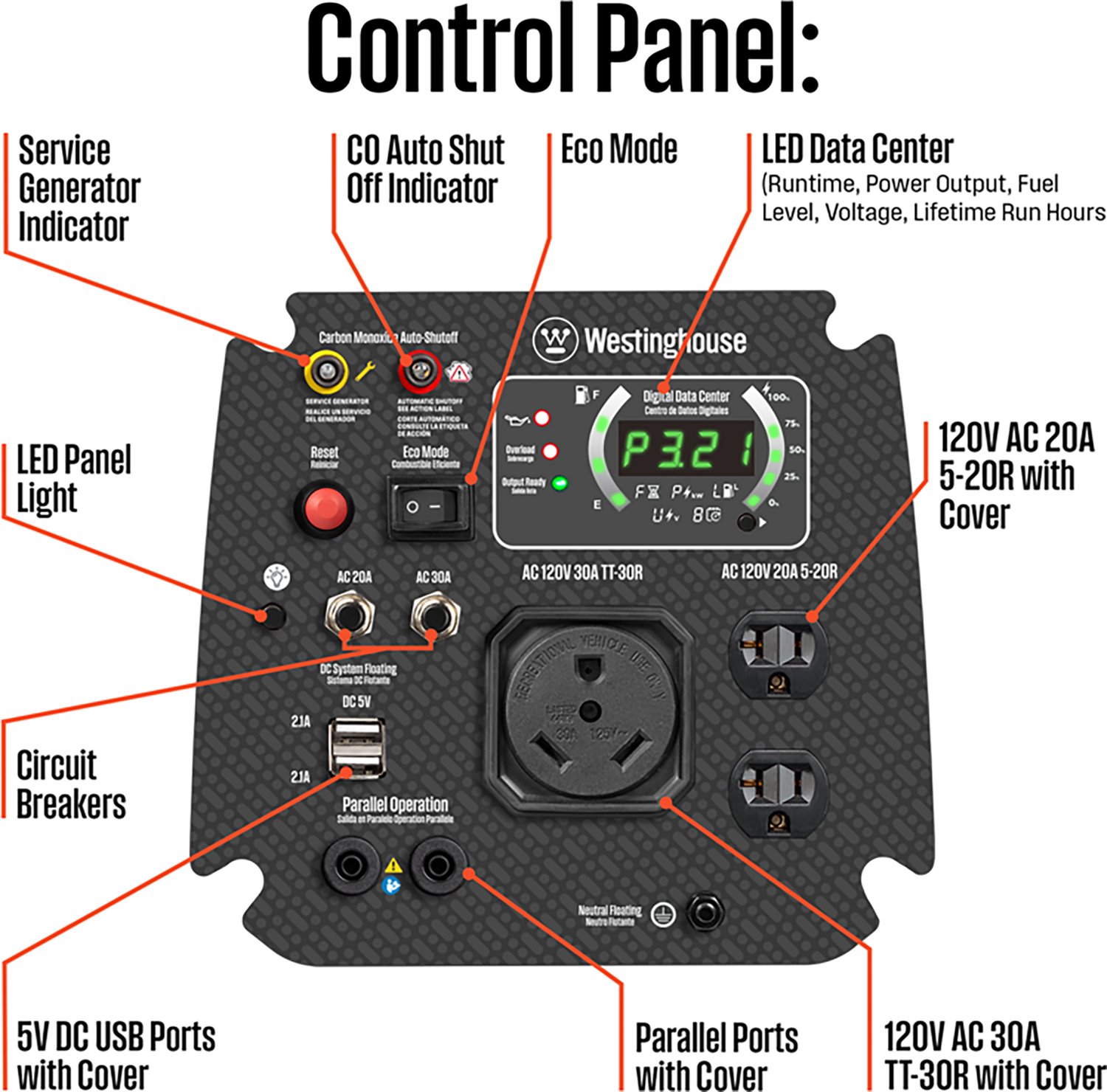 Westinghouse 4000W Recoil Star Gas Powered Portable Inverter Generator - view number 2