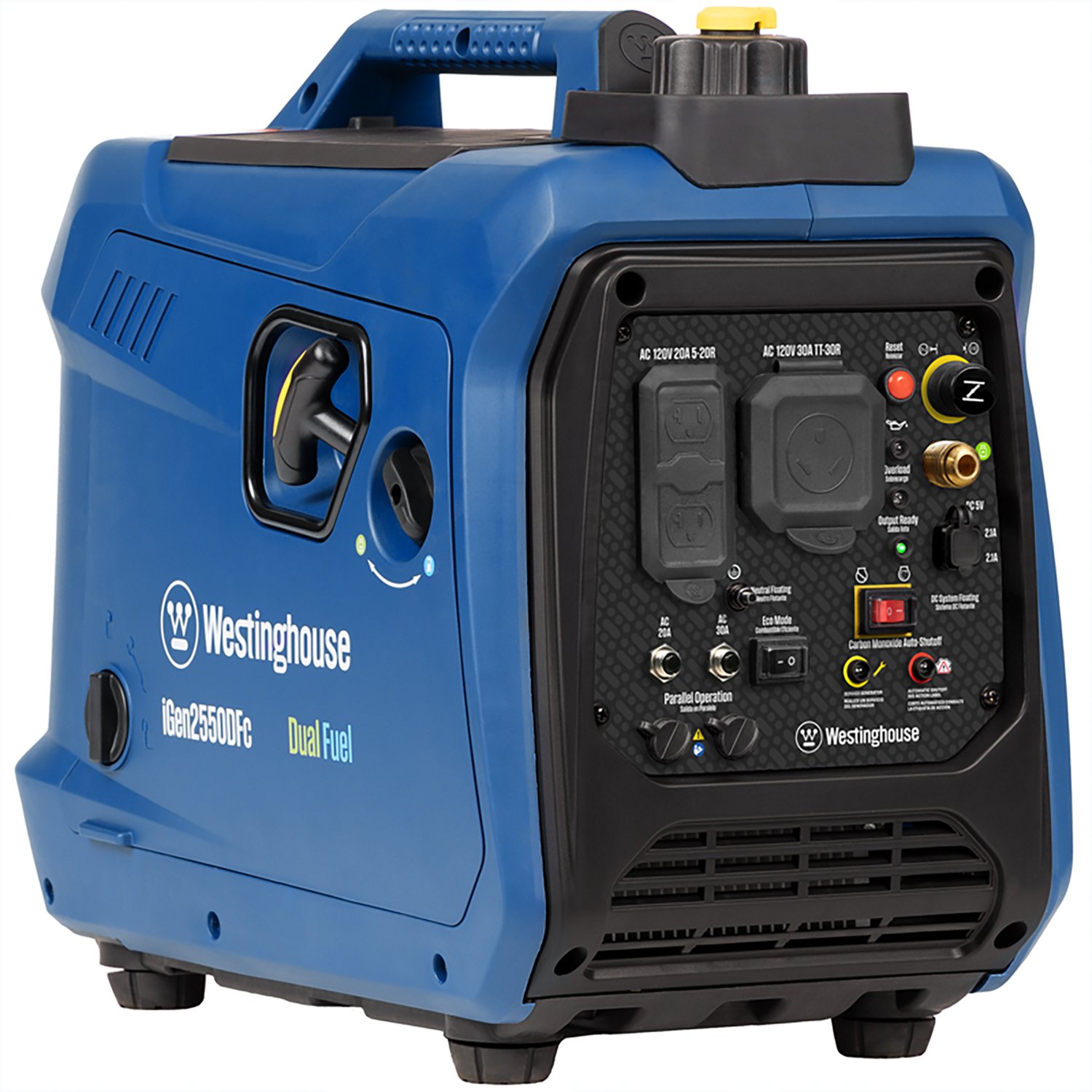 Westinghouse 2550W Recoil Start Dual Fuel Gas and Propane Powered Portable Inverter Generator
