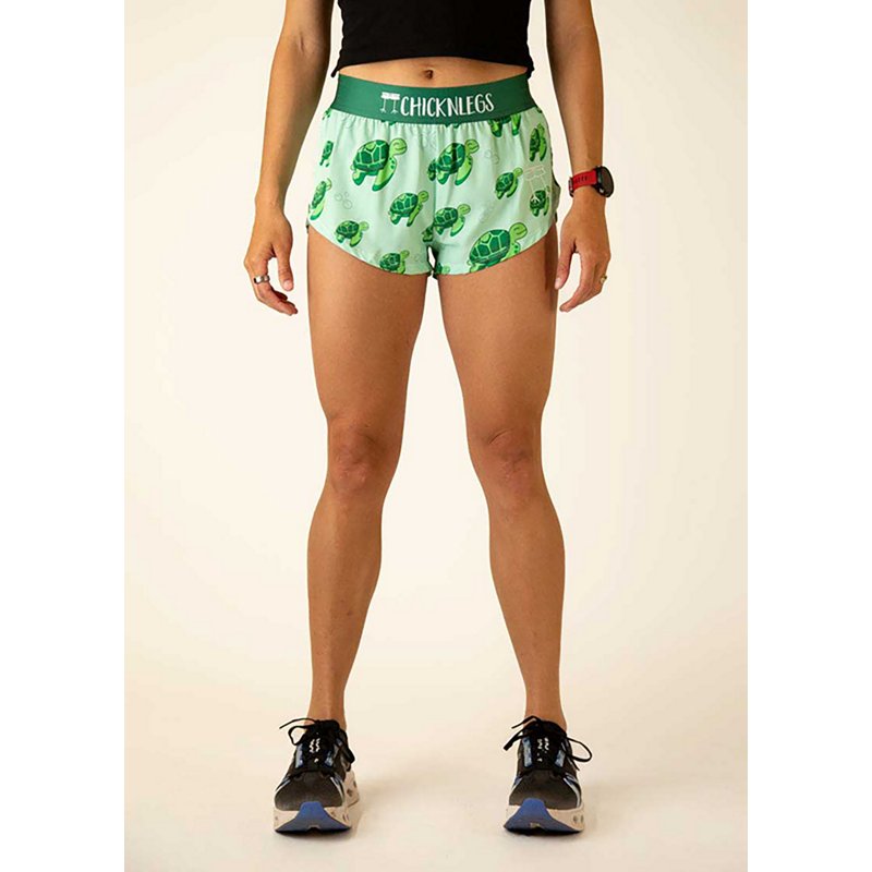 Chicknlegs Women's Sea Turtles Split Shorts 1.5 in