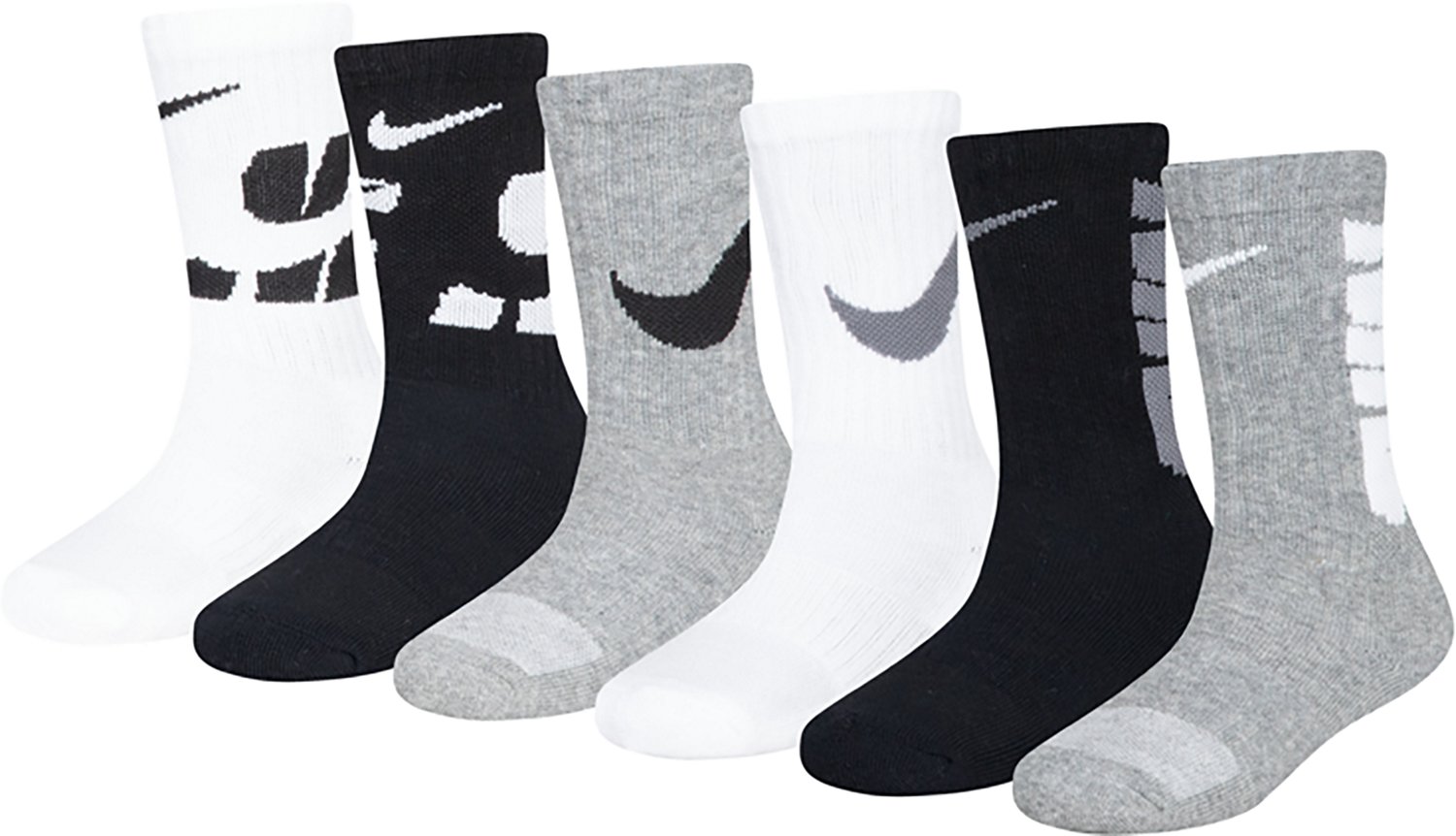 Nike Boys' Swoosh Impression Crew Socks 6-pack