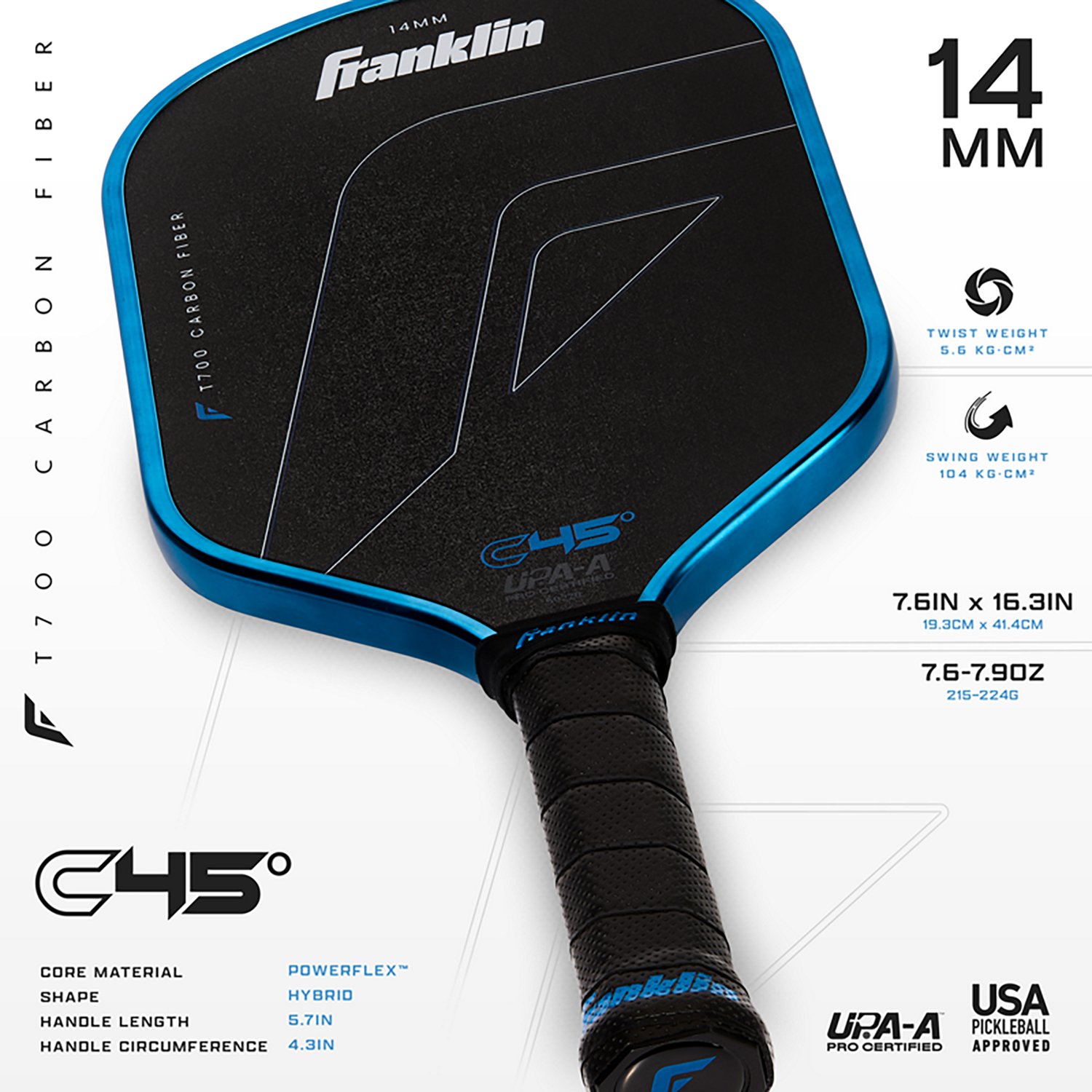 Franklin Sports C45 Pro Pickleball Hybrid 14MM Paddle - view number 3