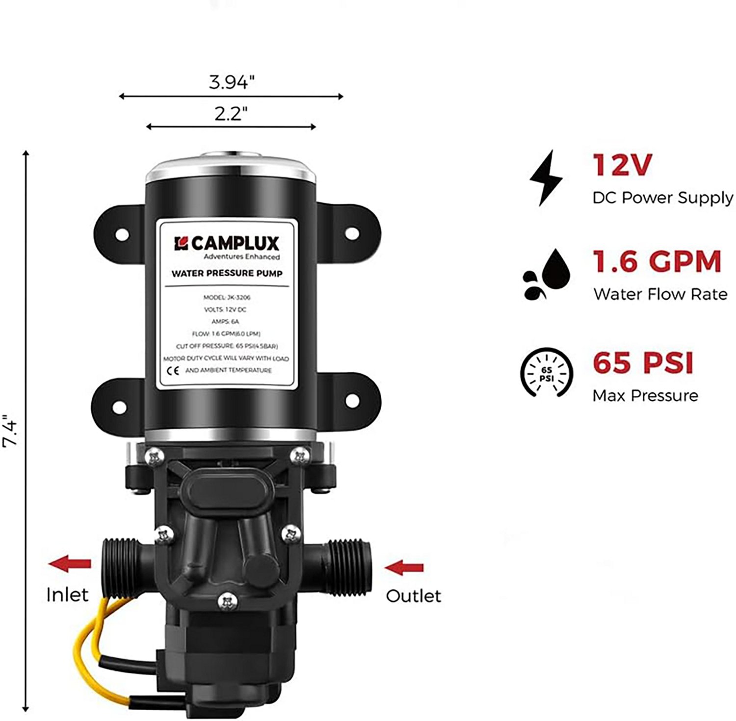 CampLux 12 Volt Water Pressure Diaphragm Pump Kit - view number 2