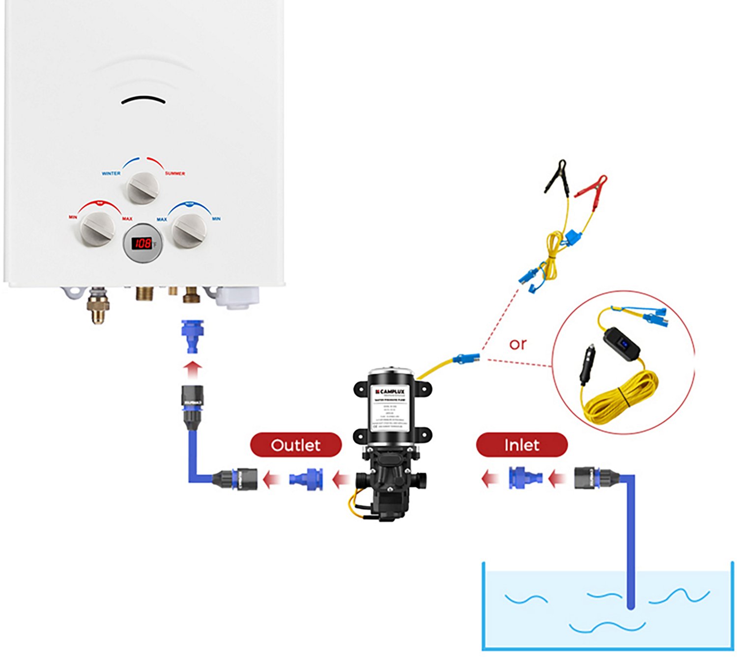 CampLux 12 Volt Water Pressure Diaphragm Pump Kit - view number 4