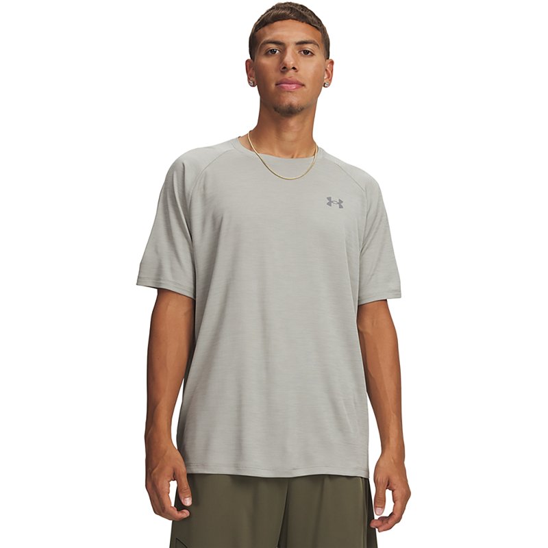 Under Armour Men's Ua Tech Textured Performance T-Shirt - Titanium/Clay Green