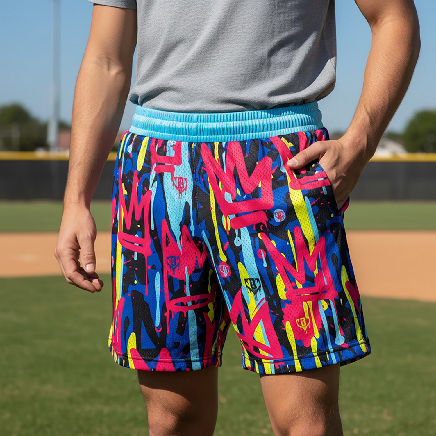 Baseball Lifestyle 101 Adult Graffiti Crown Shorts                                                                               - view number 4