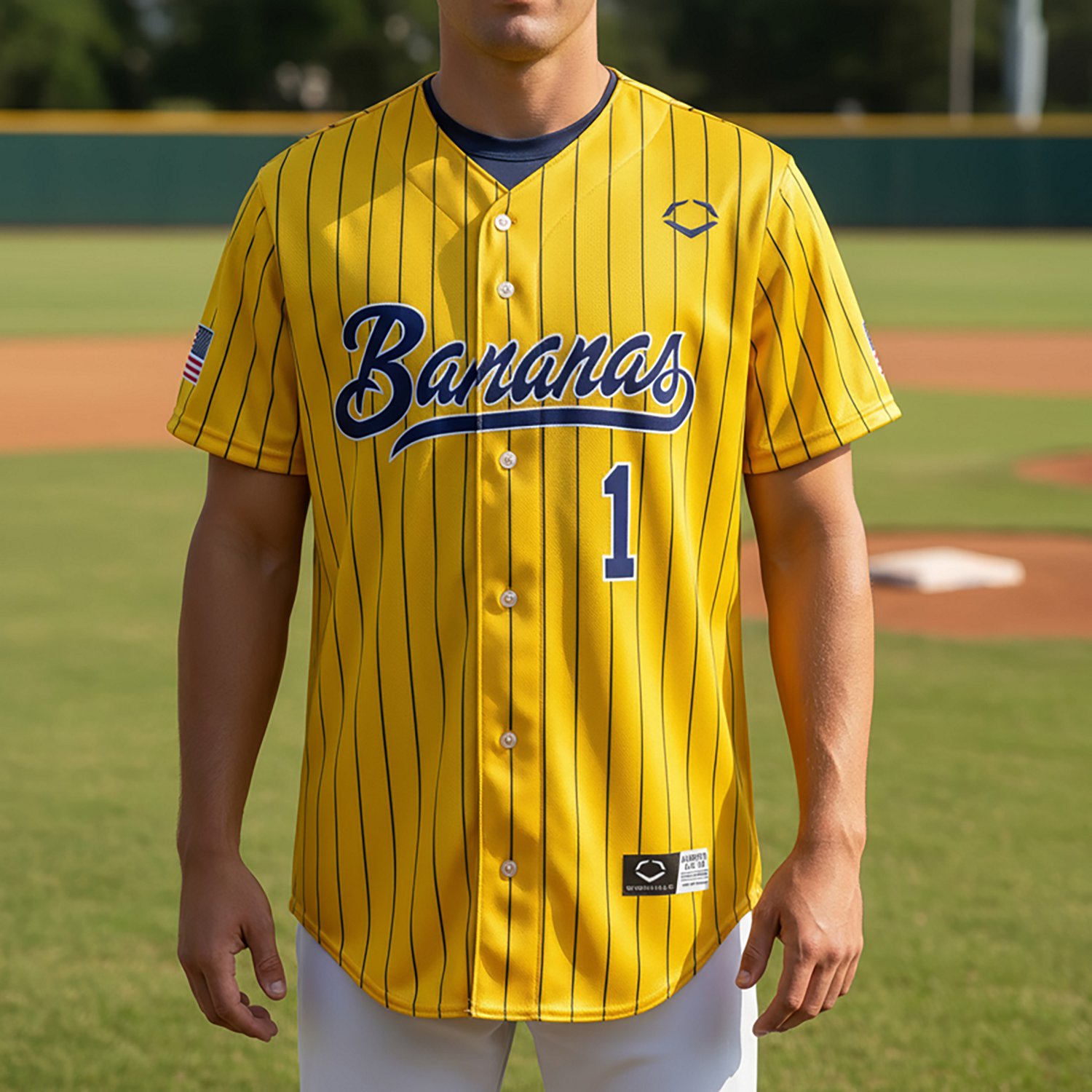 EvoShield Adults' Savannah Bananas Replica Pinstripe Jersey - view number 5