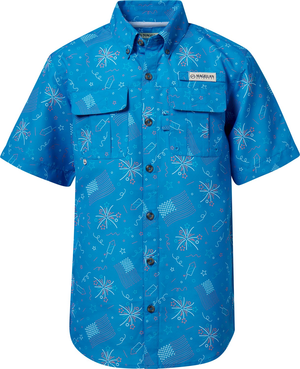 Magellan Outdoors Boys' Laguna Madre Americana Print Short Sleeve Fishing Shirt - view number 2