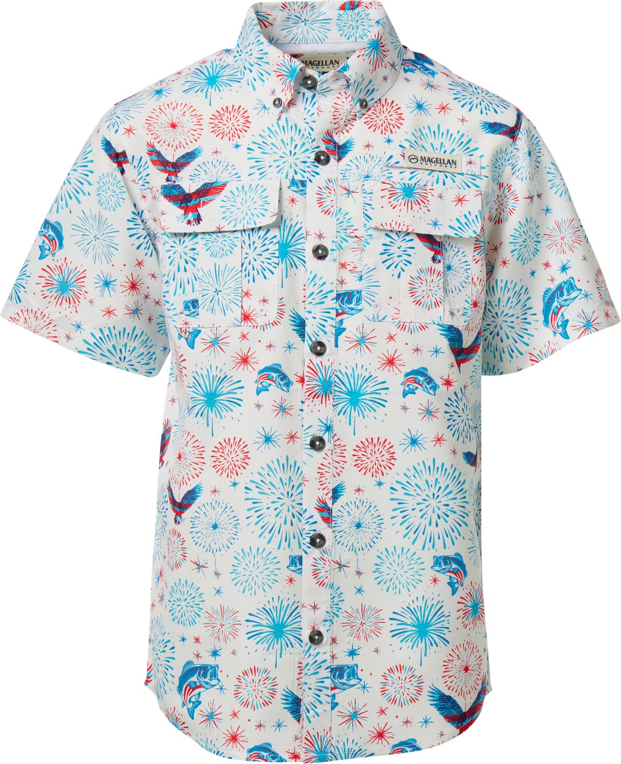 Magellan Outdoors Boys' Laguna Madre Americana Print Short Sleeve Fishing Shirt