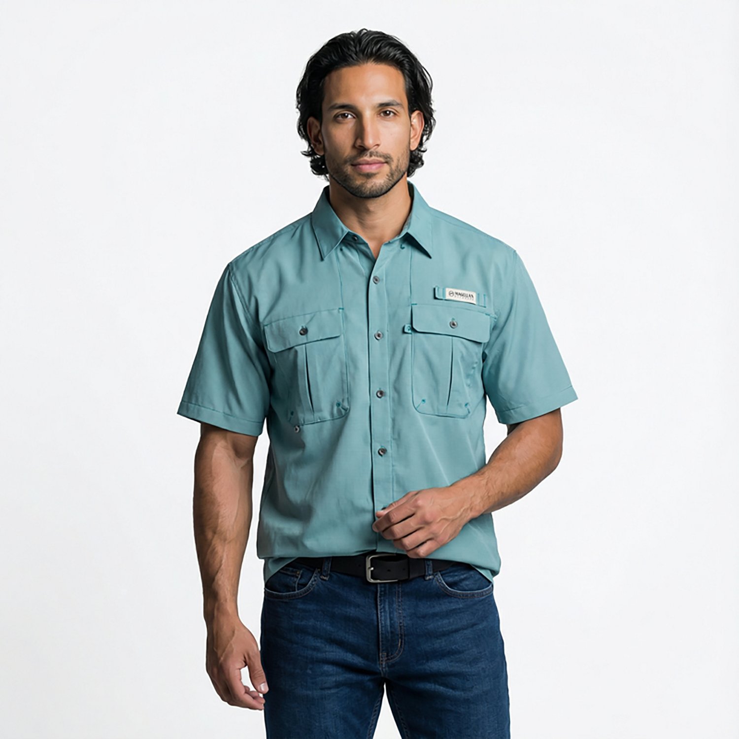 Magellan Outdoors Men's Aransas Pass Mini Check Short Sleeve Shirt - view number 2