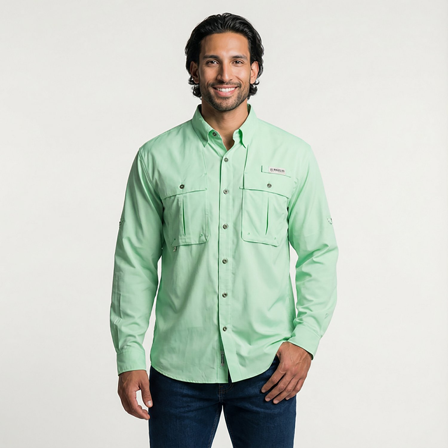 Magellan Outdoors Men's Aransas Pass Mini Check Long Sleeve Fishing Shirt - view number 2
