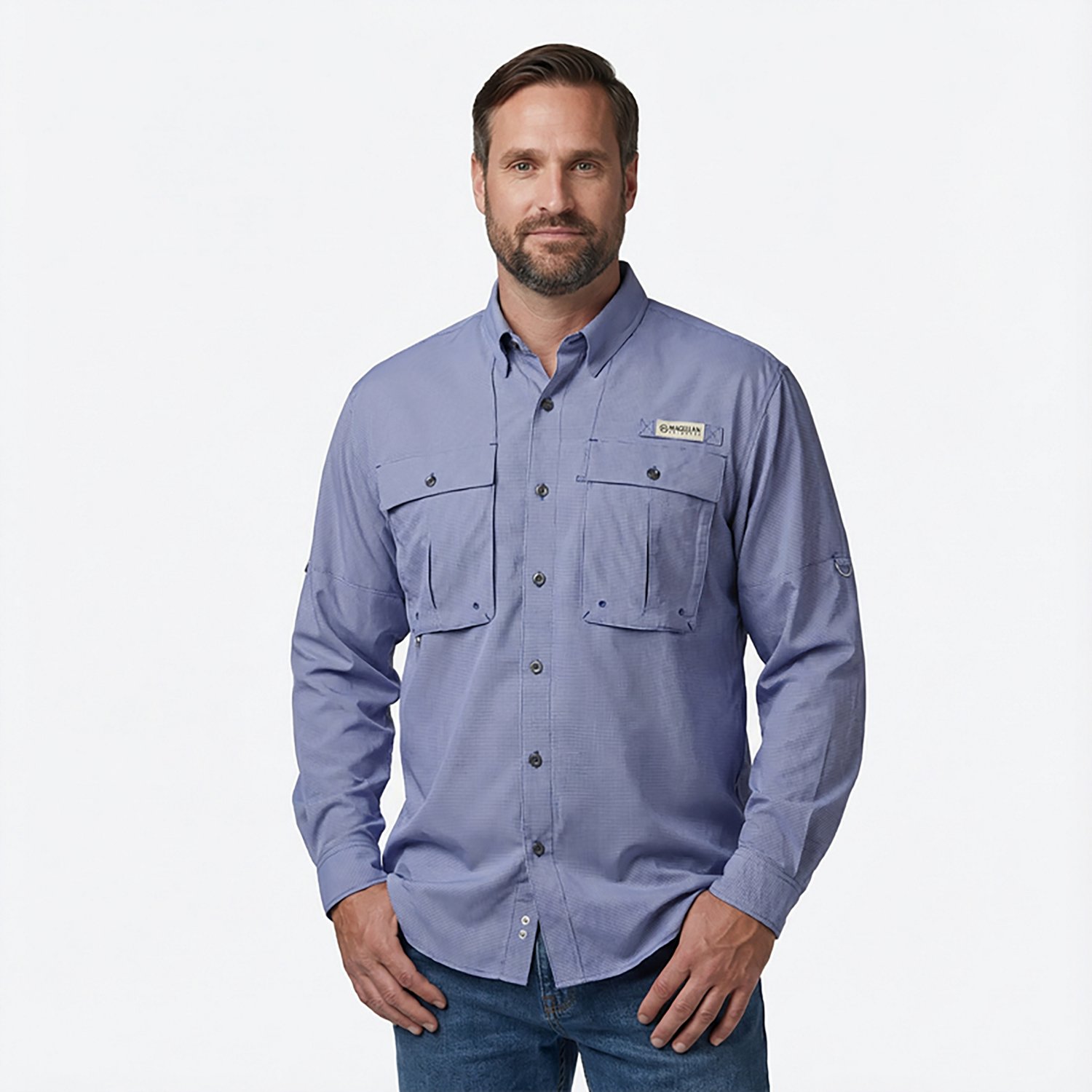 Magellan Outdoors Men's Aransas Pass Mini Check Long Sleeve Fishing Shirt - view number 2