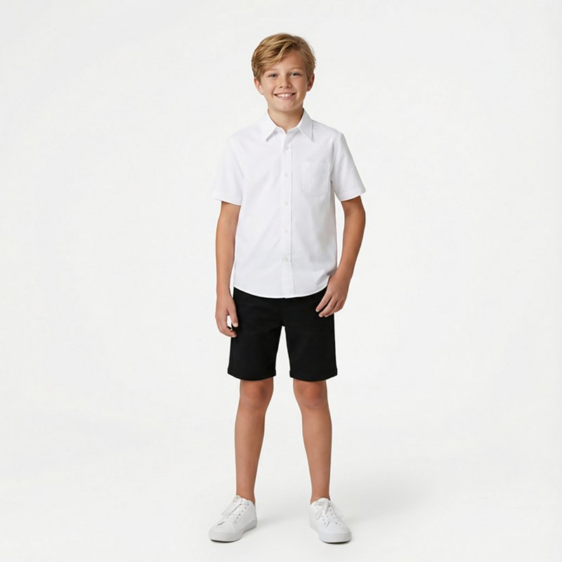 French Toast Little & Big Kid Boys Wrinkle Resistant Button Down Collar Short Sleeve Dress Shirt, 20, White