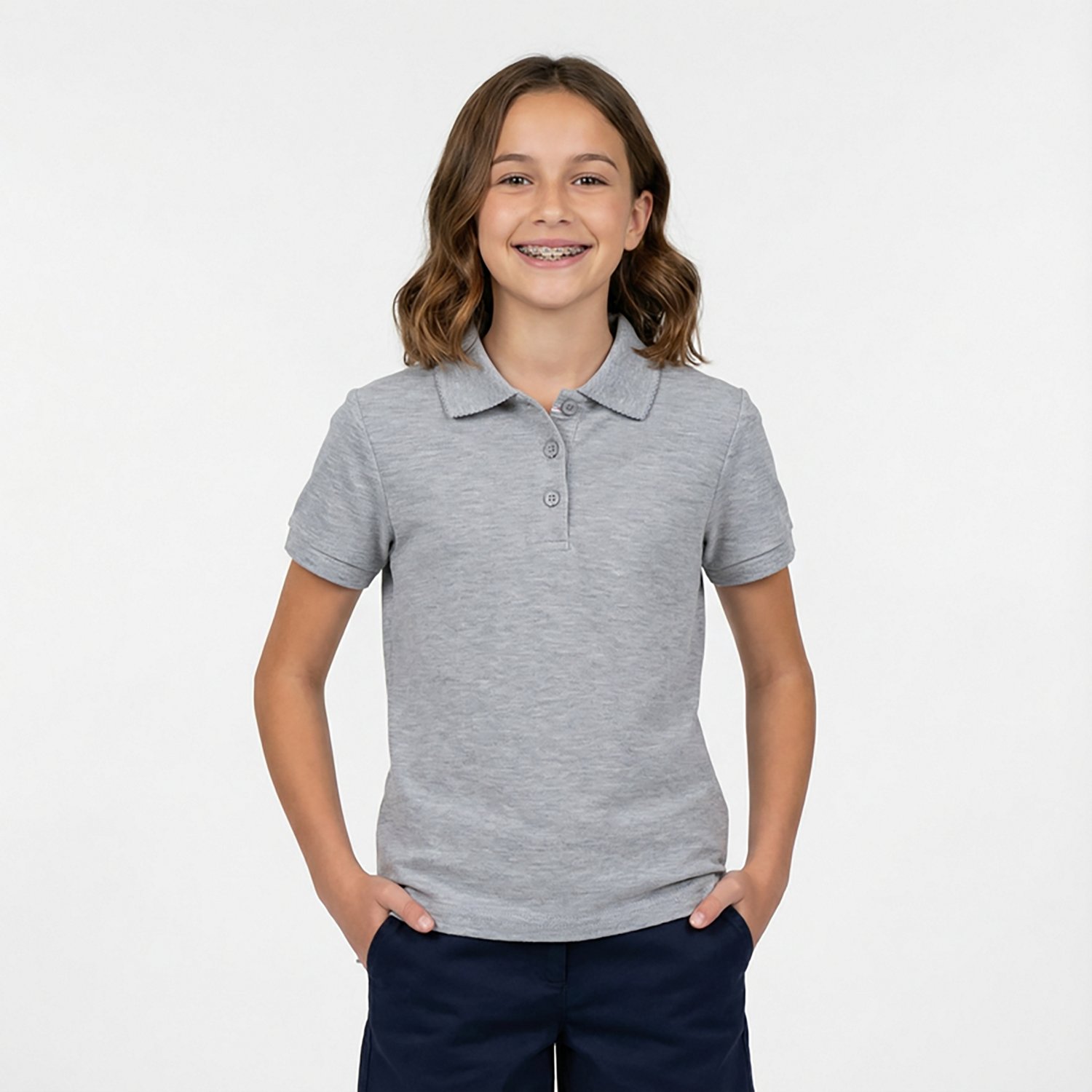 French Toast Girls' Polo Shirt with Picot Collar - view number 2