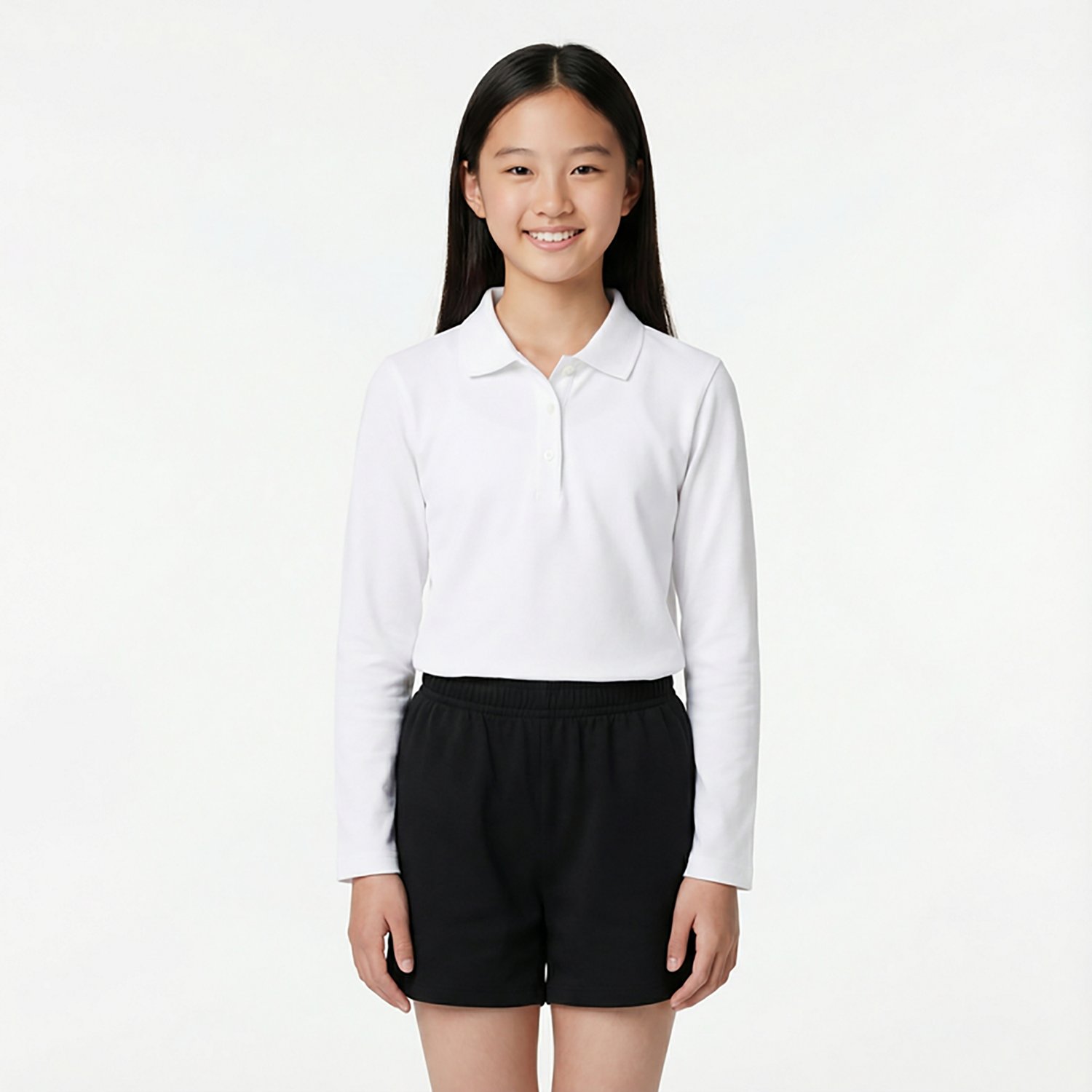 French Toast Girls' Long Sleeve Stretch Pique Polo - view number 2