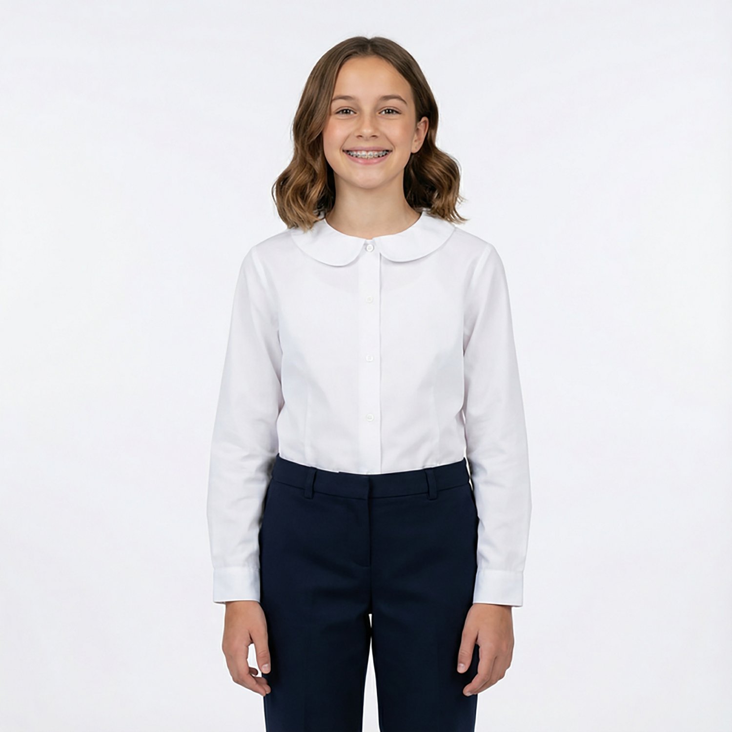 French Toast Girls' Long Sleeve Modern Peter Pan Blouse - view number 2
