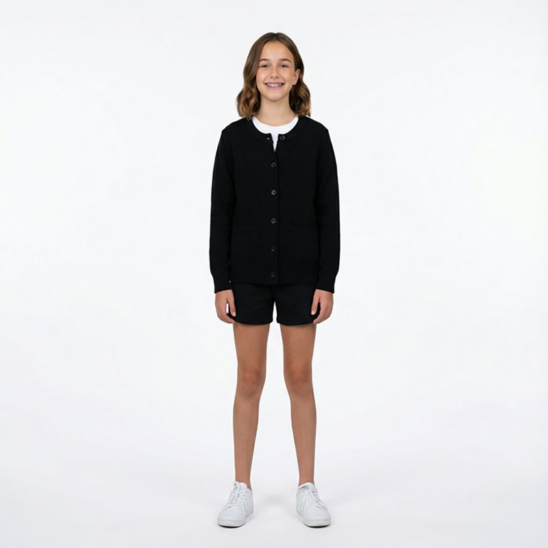 French Toast Girls' Antipill Crew Neck Cardigan Sweater