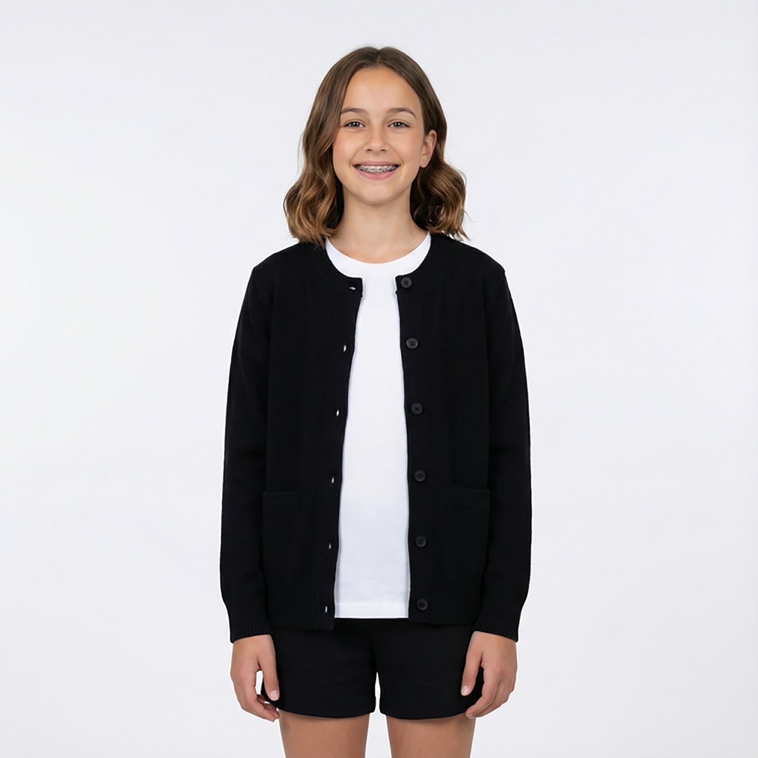 French Toast Girls' Antipill Crew Neck Cardigan Sweater - view number 2