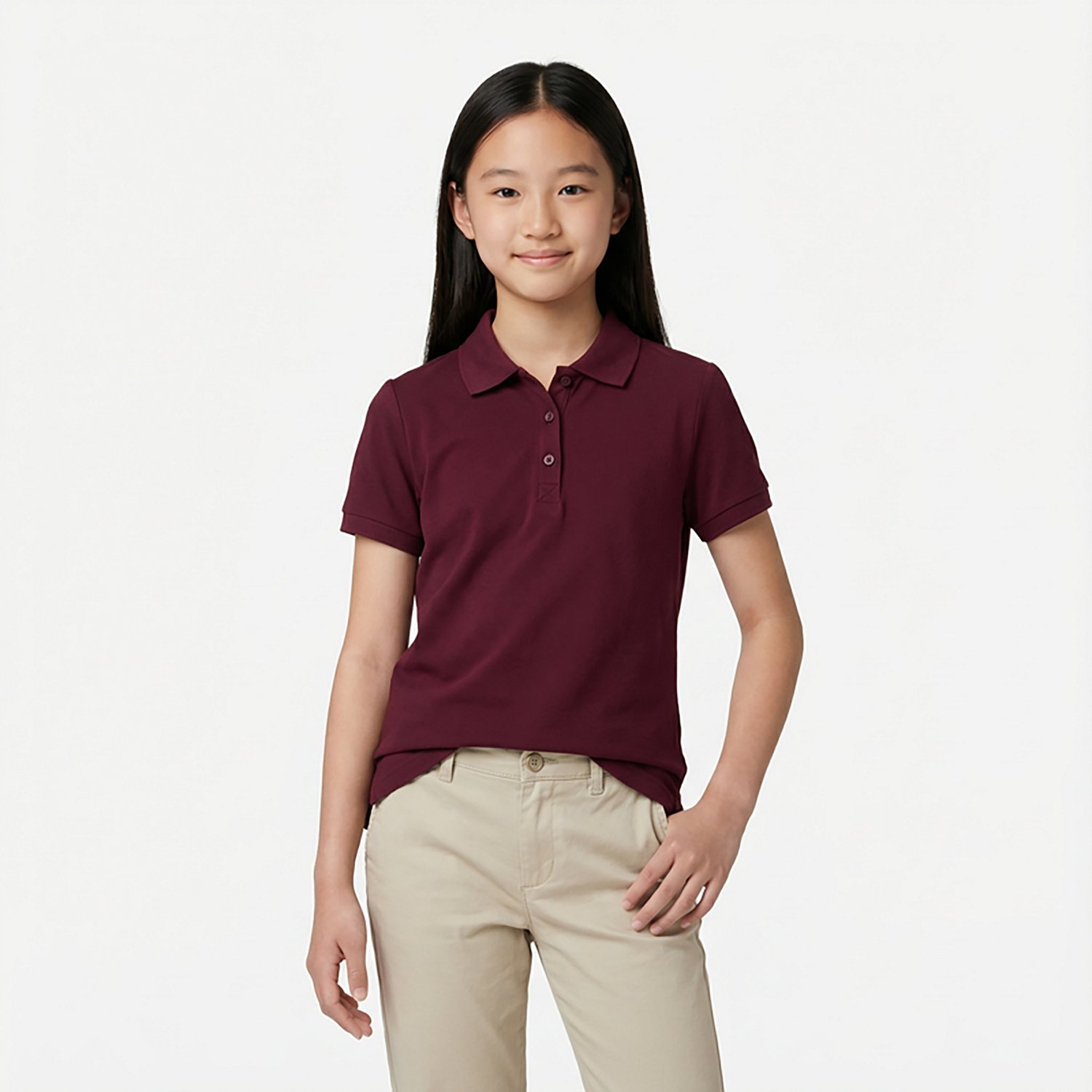 French Toast Girls' Short Sleeve Stretch Pique Polo Shirt - view number 2