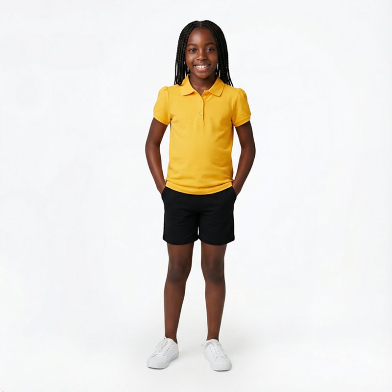 French Toast Little & Big Kid Girls Short Sleeve Regular Fit Polo Shirt, Small, Yellow