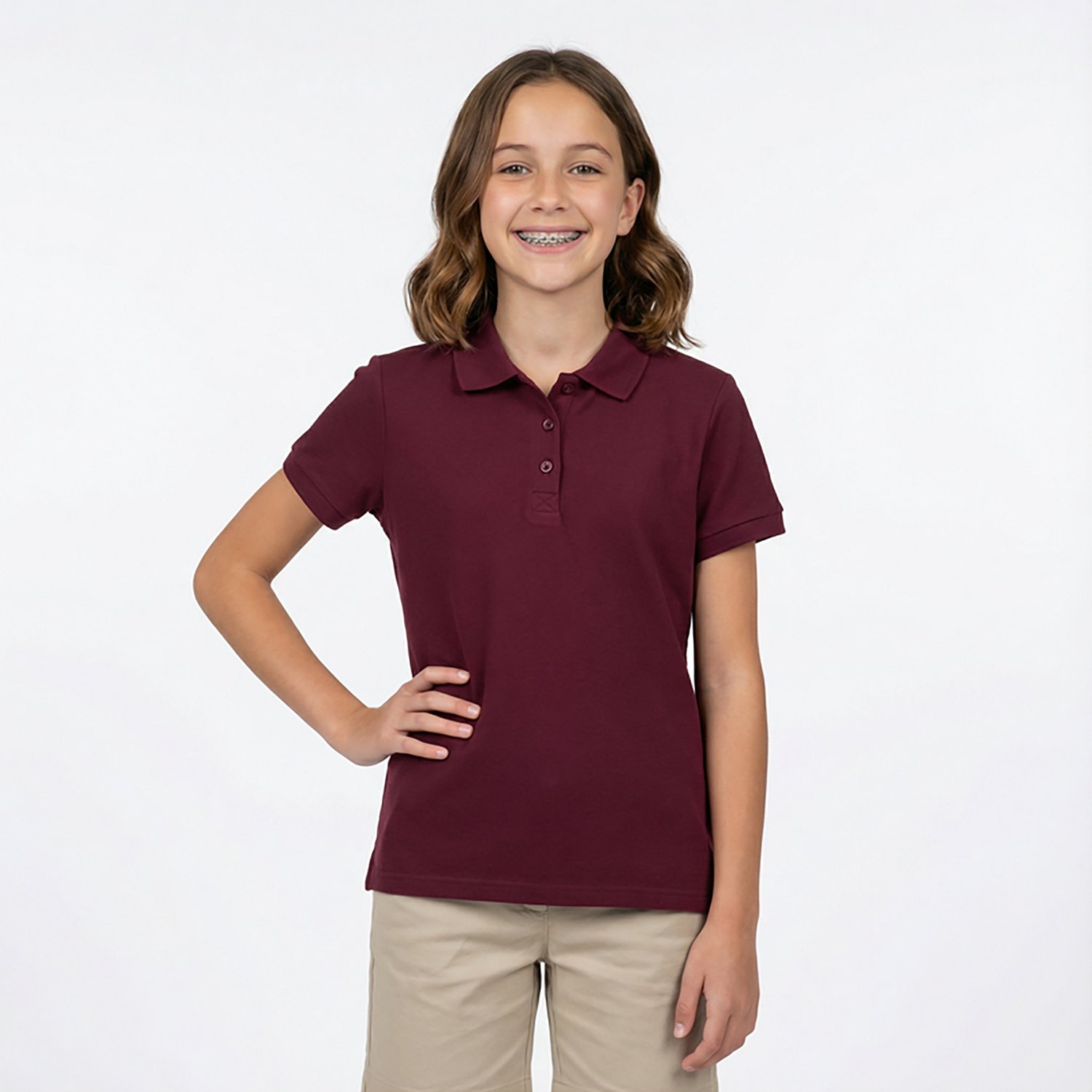 French Toast Girls' Short Sleeve Stretch Pique Polo Shirt - view number 2