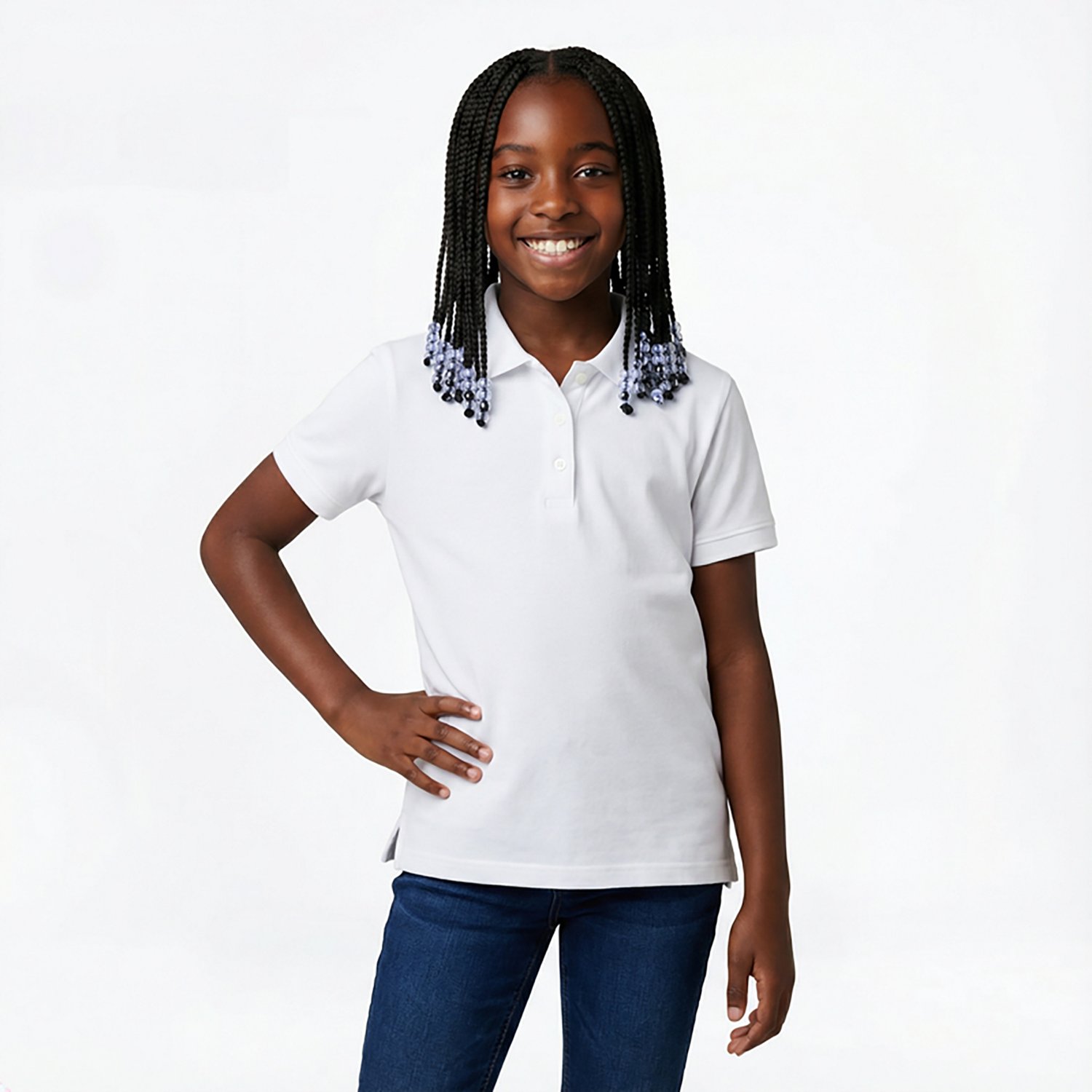 French Toast Girls' Short Sleeve Stretch Pique Polo Shirt - view number 2