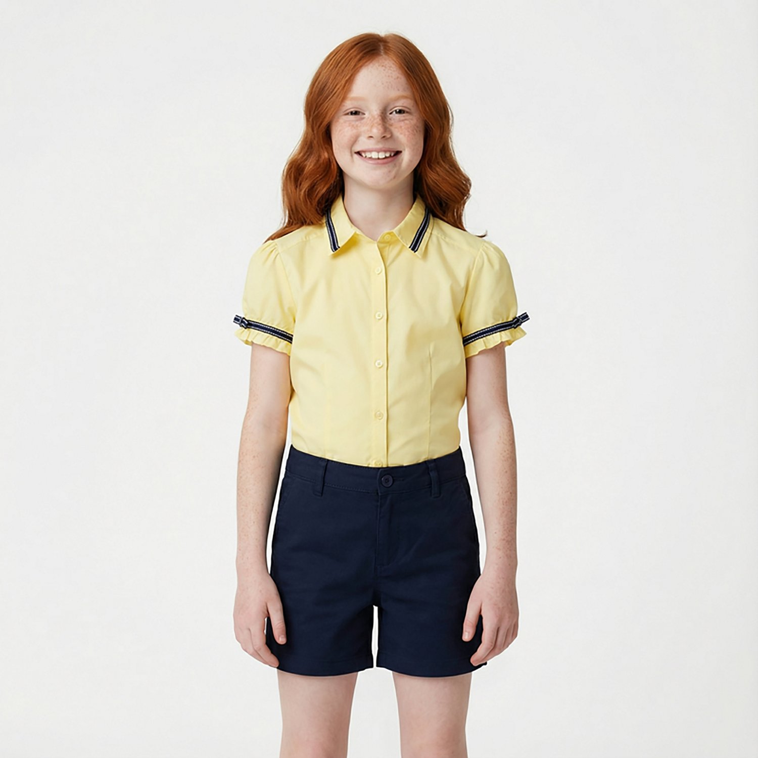 French Toast Girls' Short Sleeve Ribbon Bow Blouse - view number 2