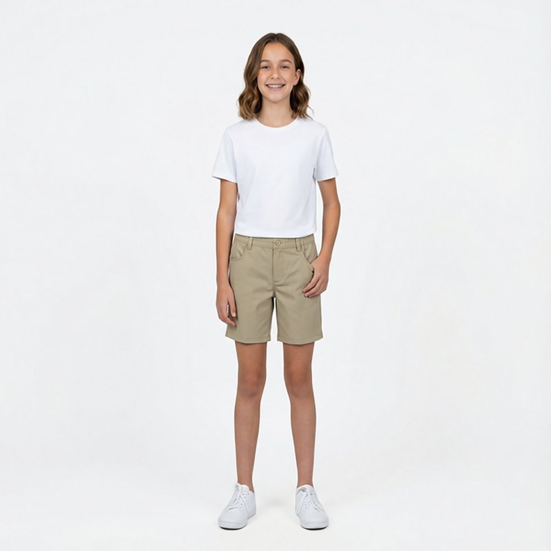 French Toast Little & Big Girls Pull-On Short, 20.5 Plus, Beige