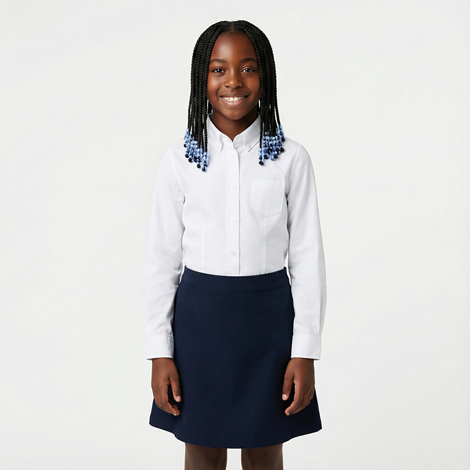 French Toast Girls' Extended Sizing Long Sleeve Oxford Blouse - view number 2