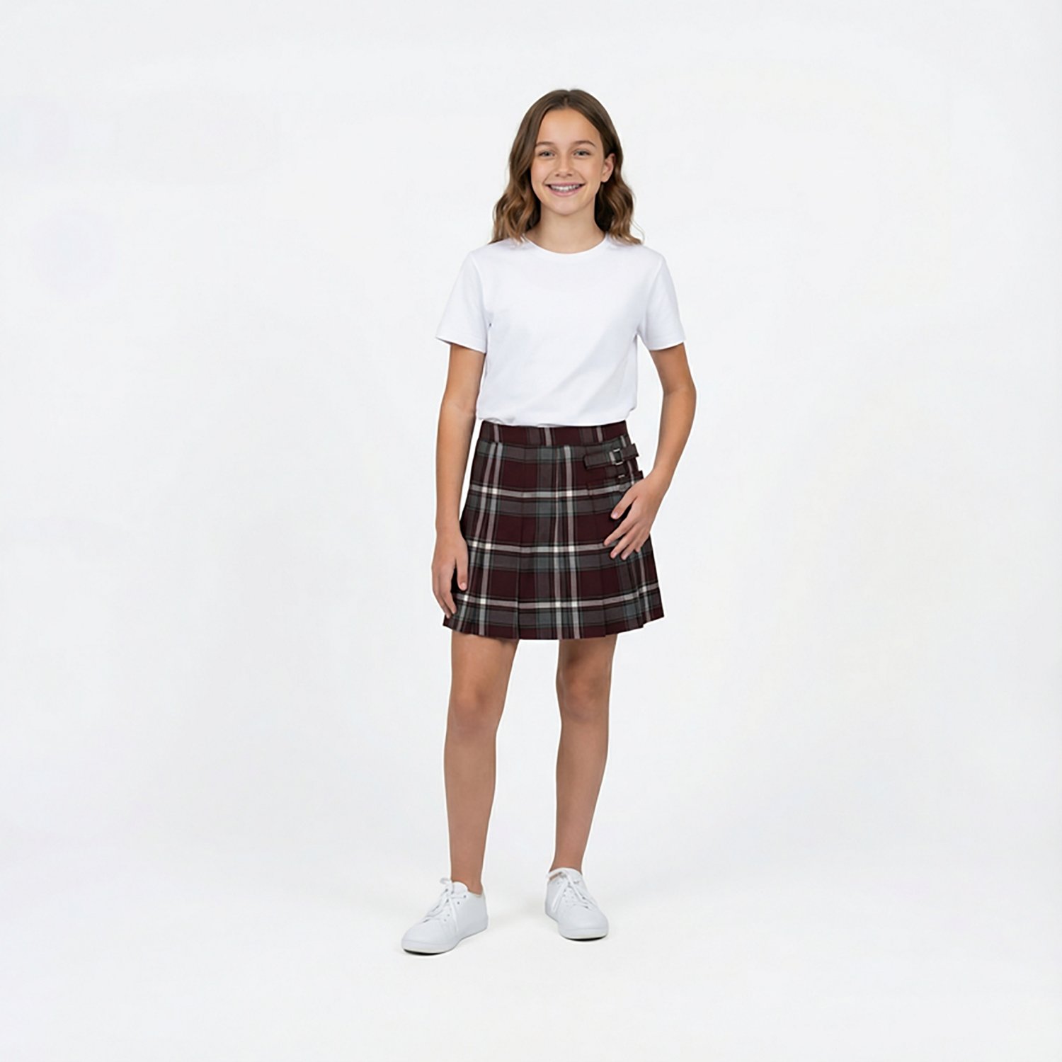 French Toast Girls' Plaid 2-Tab Uniform Scooter