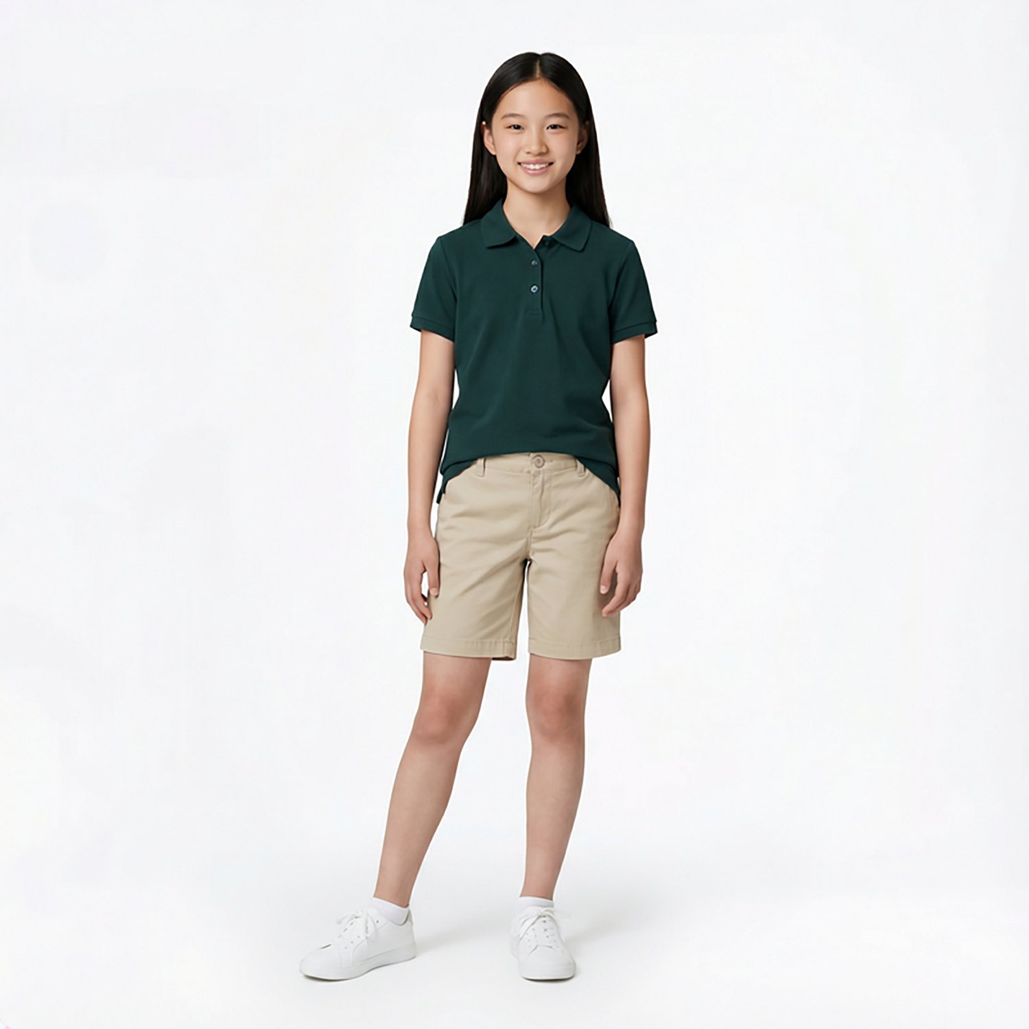 French Toast @School Girls' Picot Collar Interlock School Polo Shirt