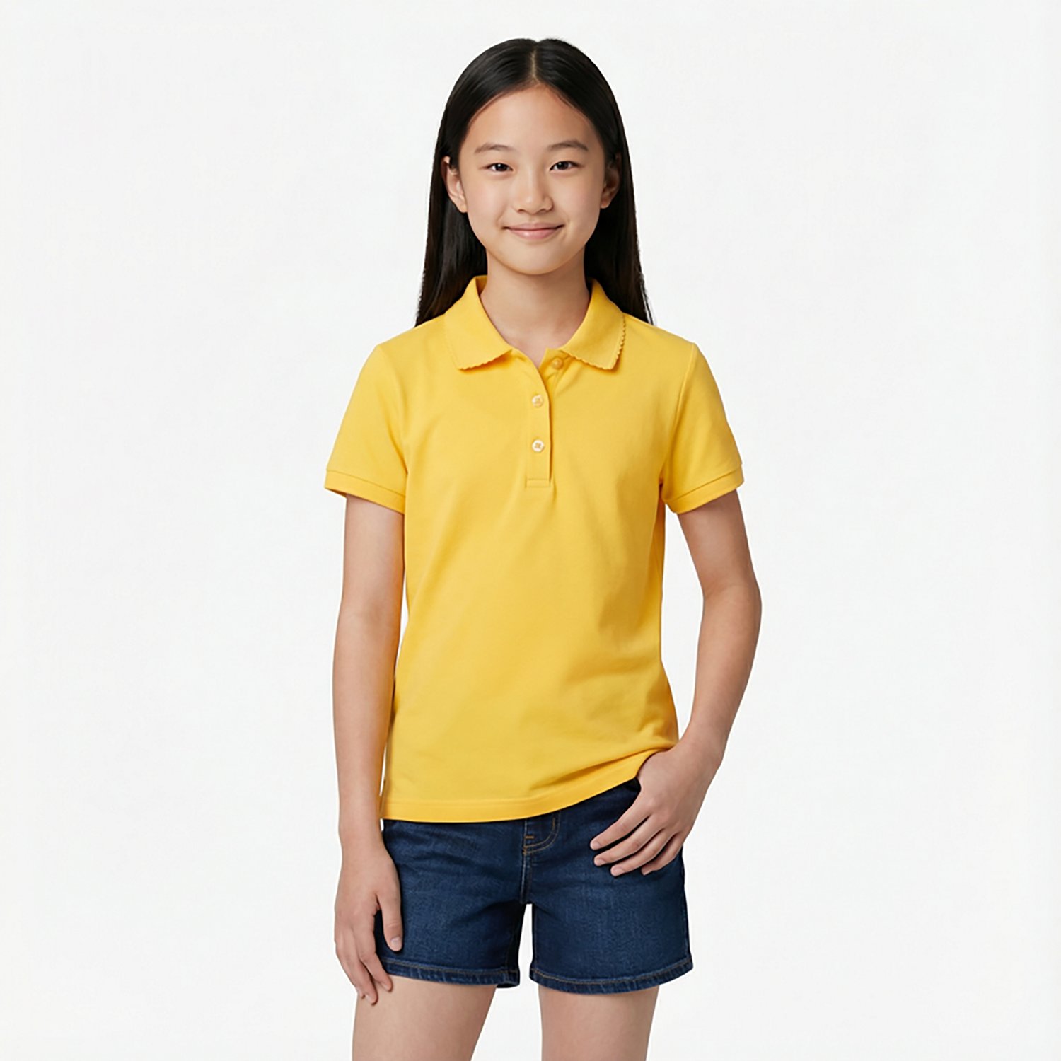 French Toast @School Girls' Picot Collar Interlock School Polo Shirt - view number 2