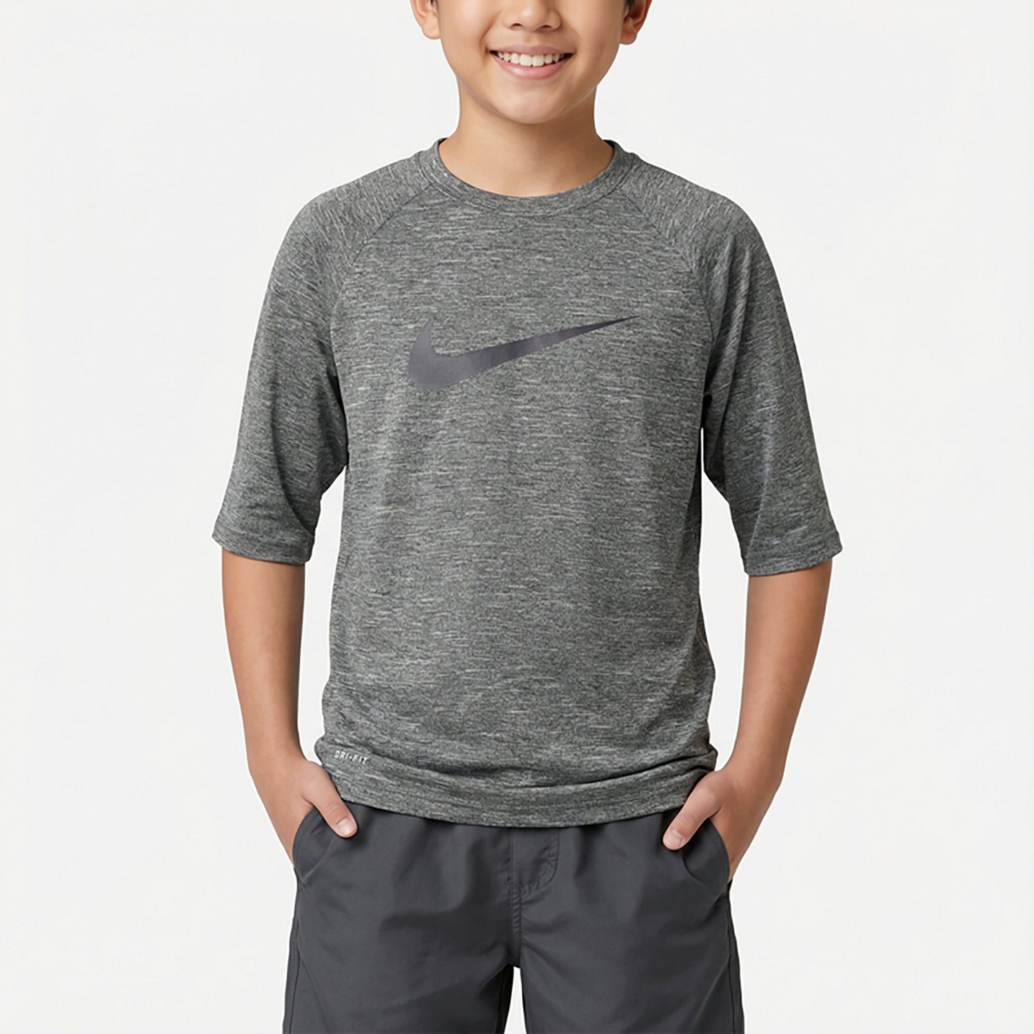 Nike Boys' Heather Short Sleeve Hydroguard Rash Guard                                                                            - view number 2