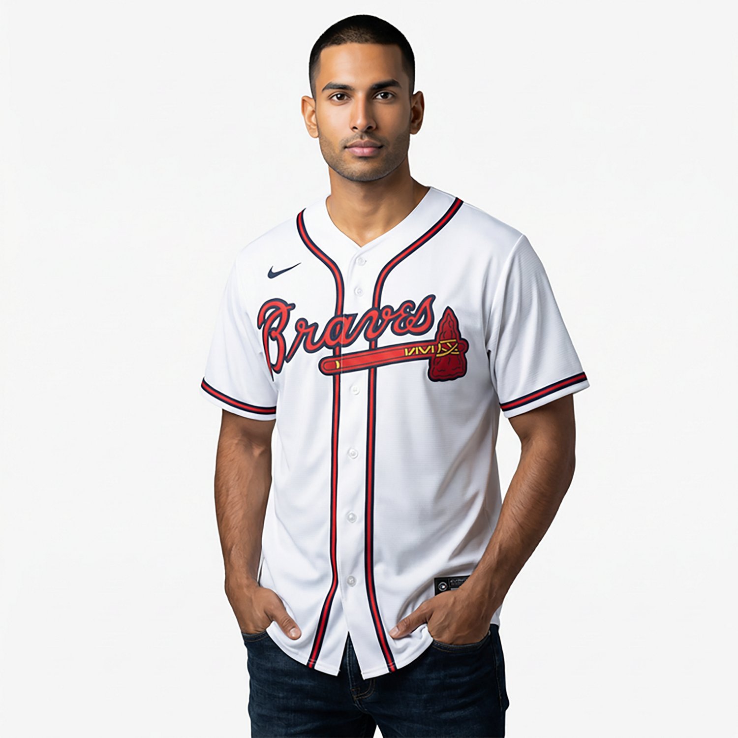 Nike Men's Atlanta Braves Blank Official Replica Home Jersey - view number 2