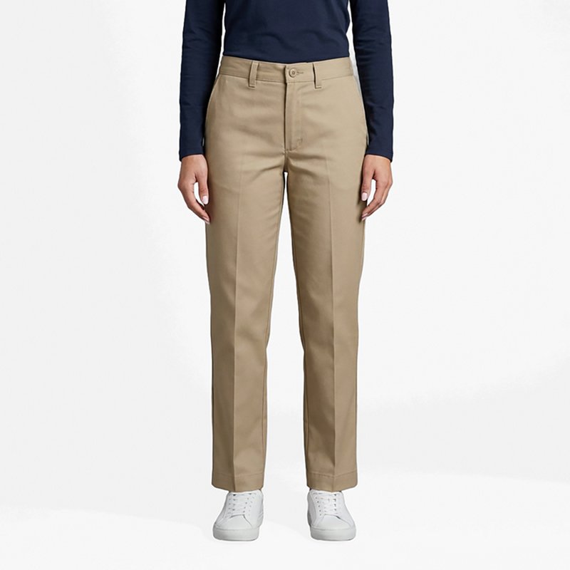 Women's Womens Pant W/Side Elastic, 6, Khaki, Cotton/Polyester