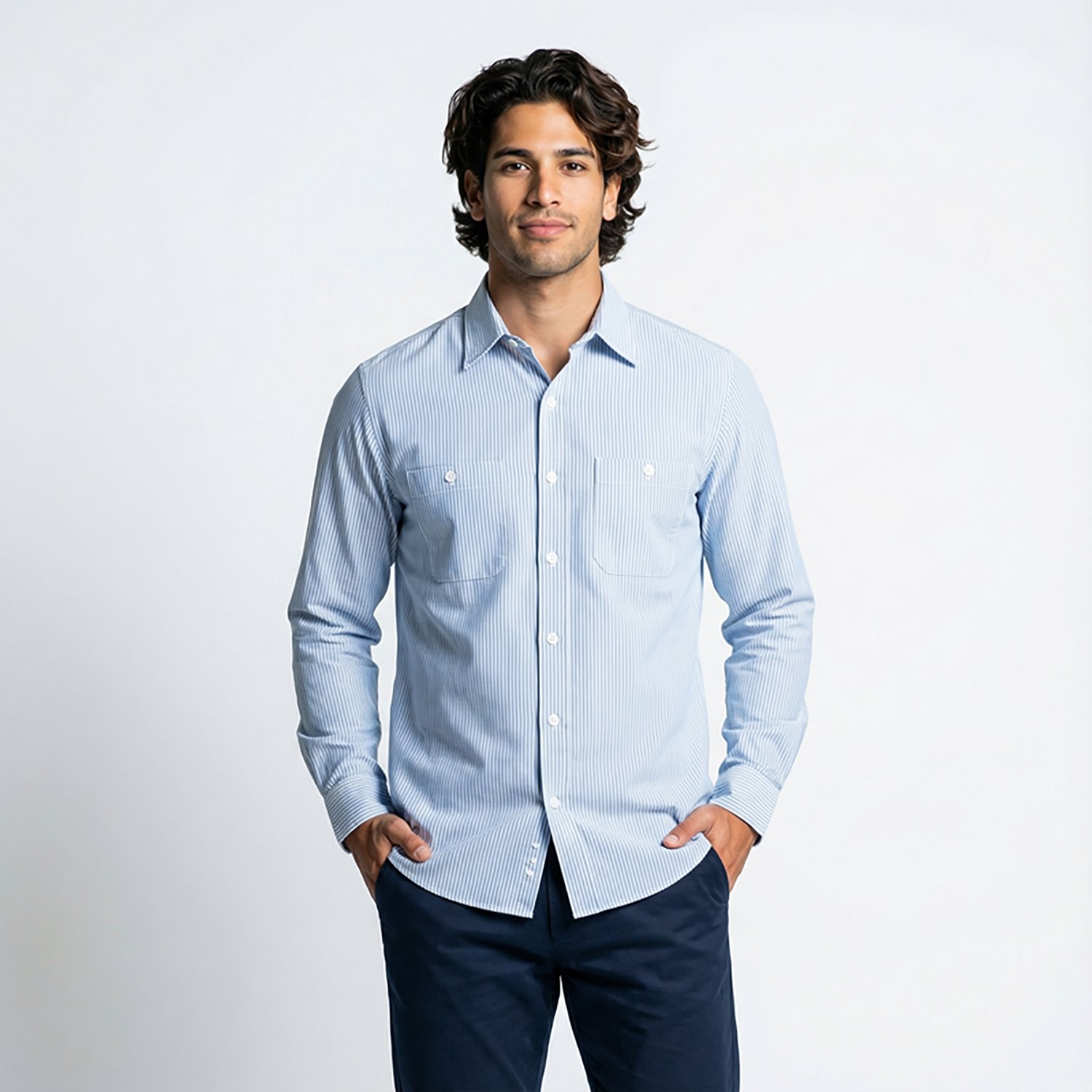 Red Kap Men's Industrial Stripe Long Sleeve Work Shirt - view number 2