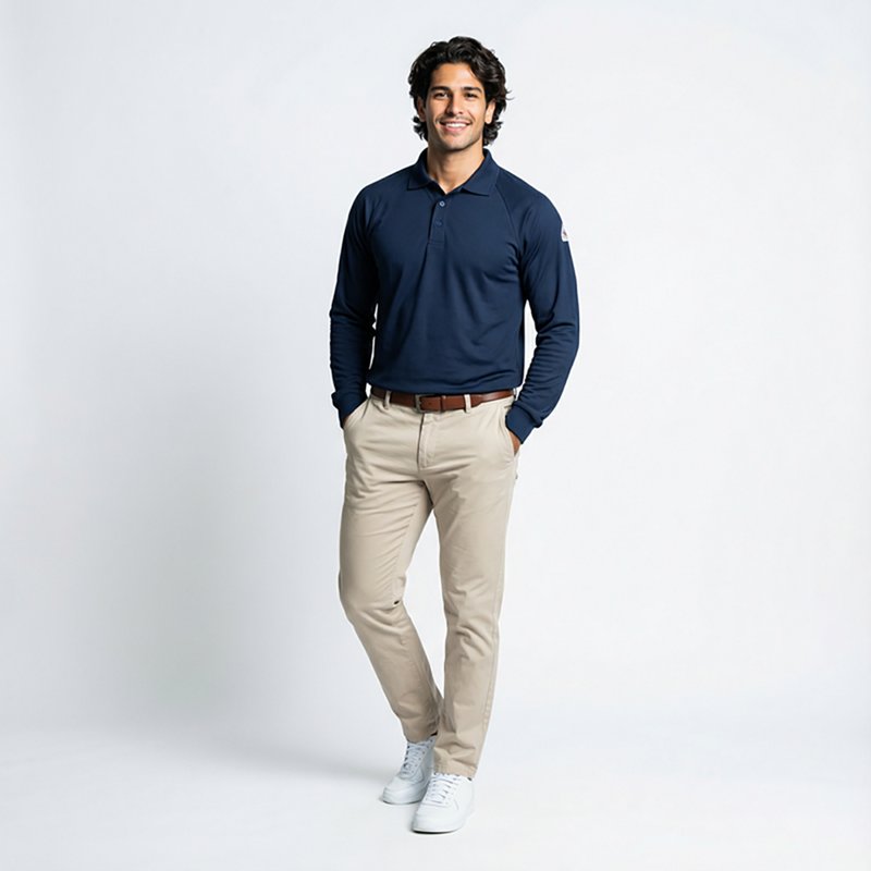 Bulwark Men's CoolTouch 2 Classic Long Sleeve Polo Shirt