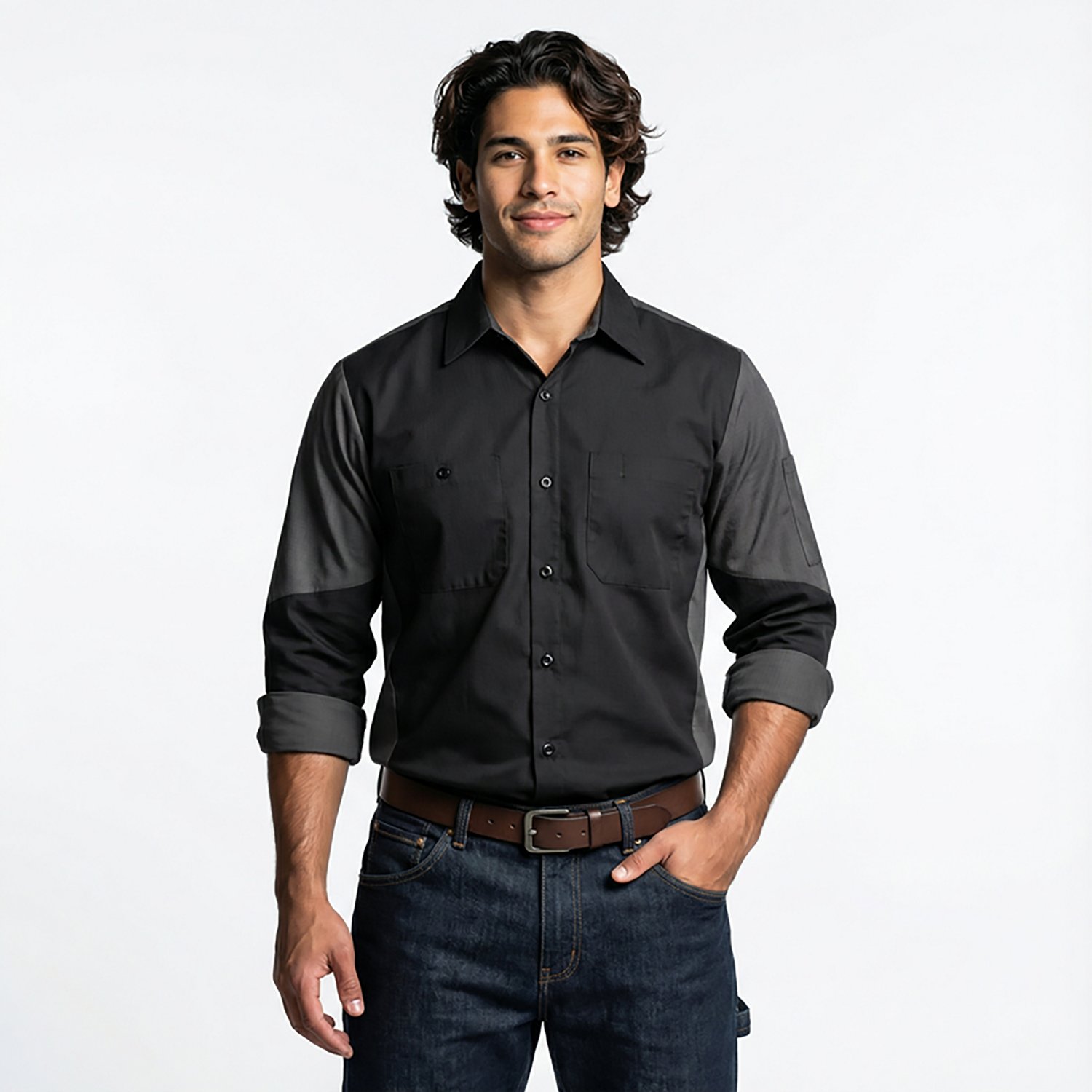 Red Kap Men's 2-Tone Crew Long Sleeve Shirt                                                                                      - view number 2