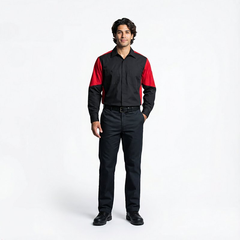 Red Kap Men's 2-Tone Crew Long Sleeve Shirt