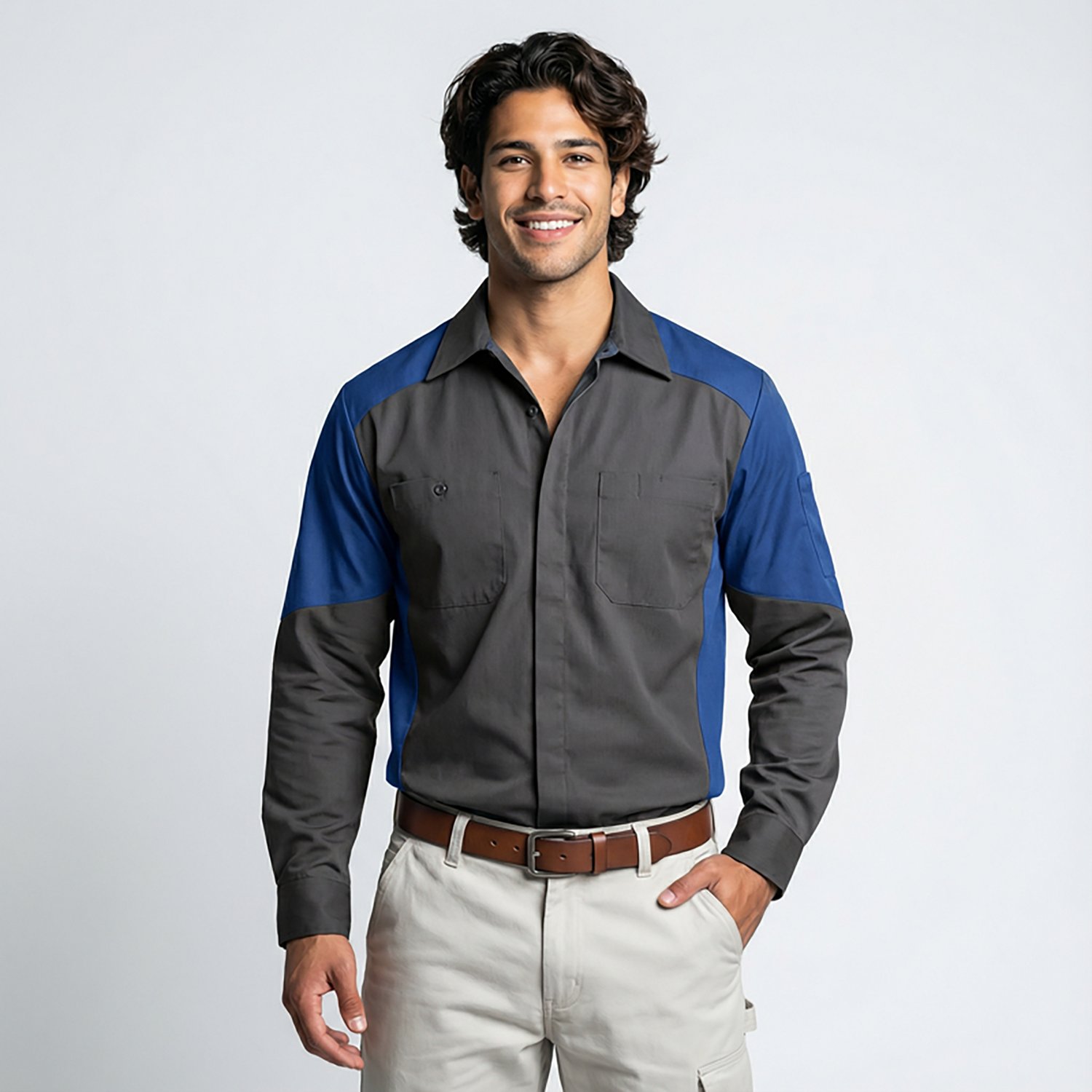 Red Kap Men's 2-Tone Crew Long Sleeve Shirt                                                                                      - view number 2