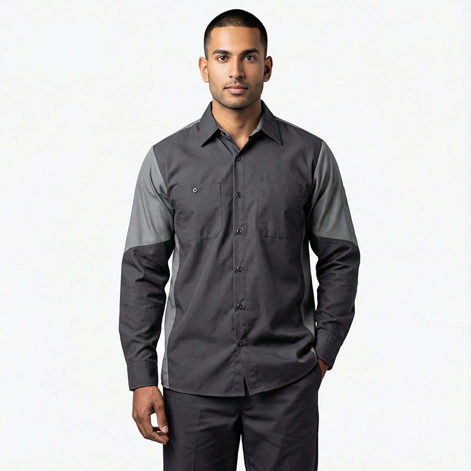 Red Kap Men's 2-Tone Crew Long Sleeve Shirt                                                                                      - view number 2