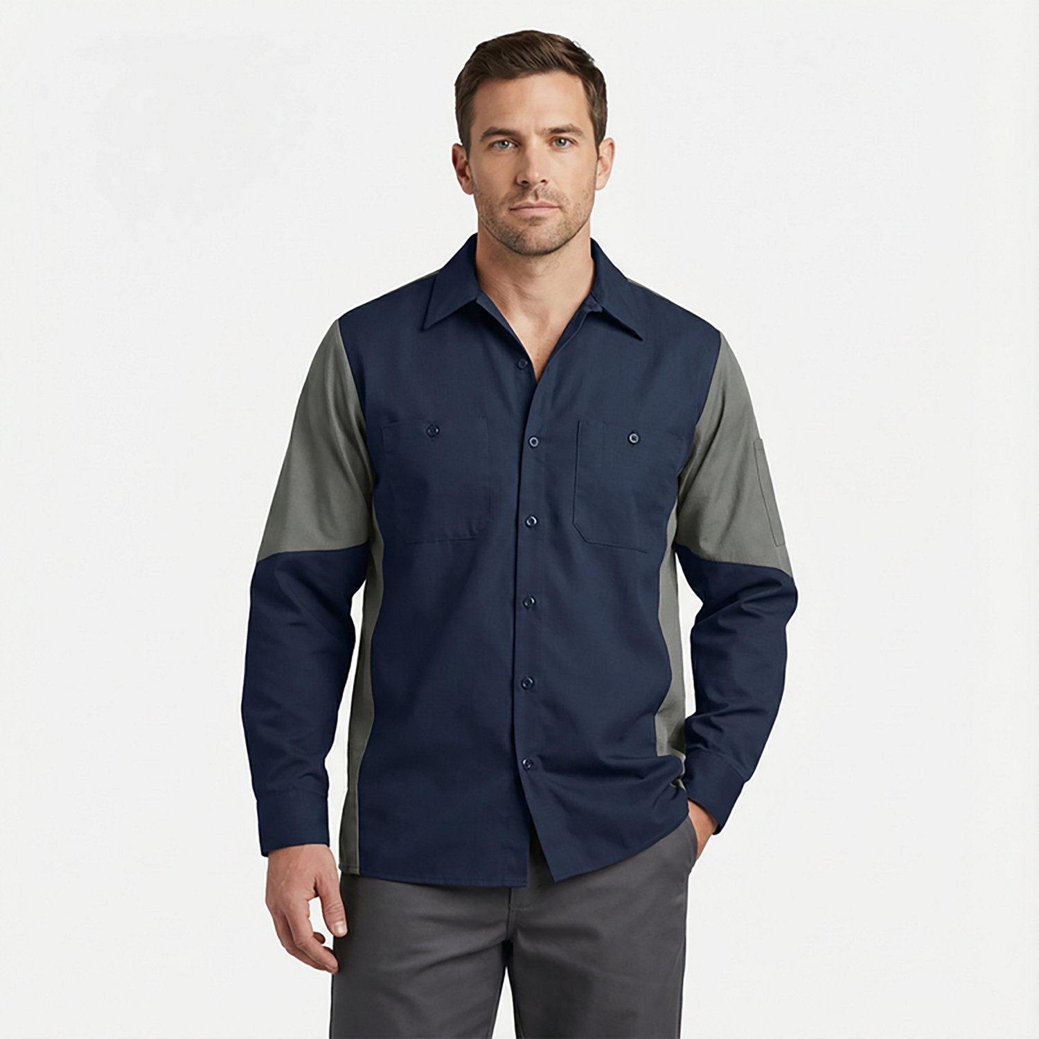 Red Kap Men's 2-Tone Crew Long Sleeve Shirt                                                                                      - view number 2