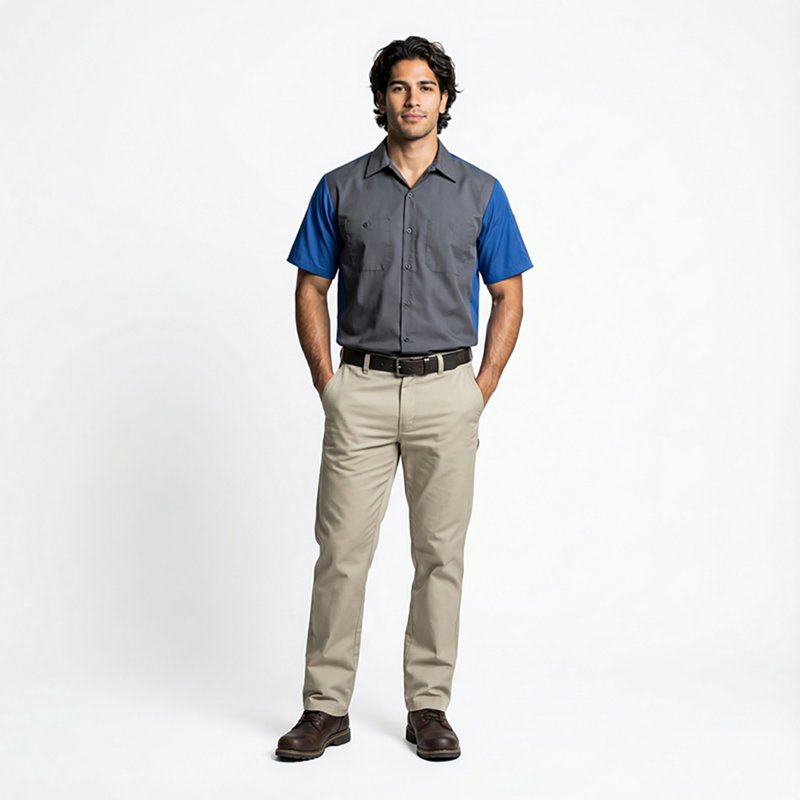 Red Kap Men's 2-Tone Crew Short Sleeve Shirt