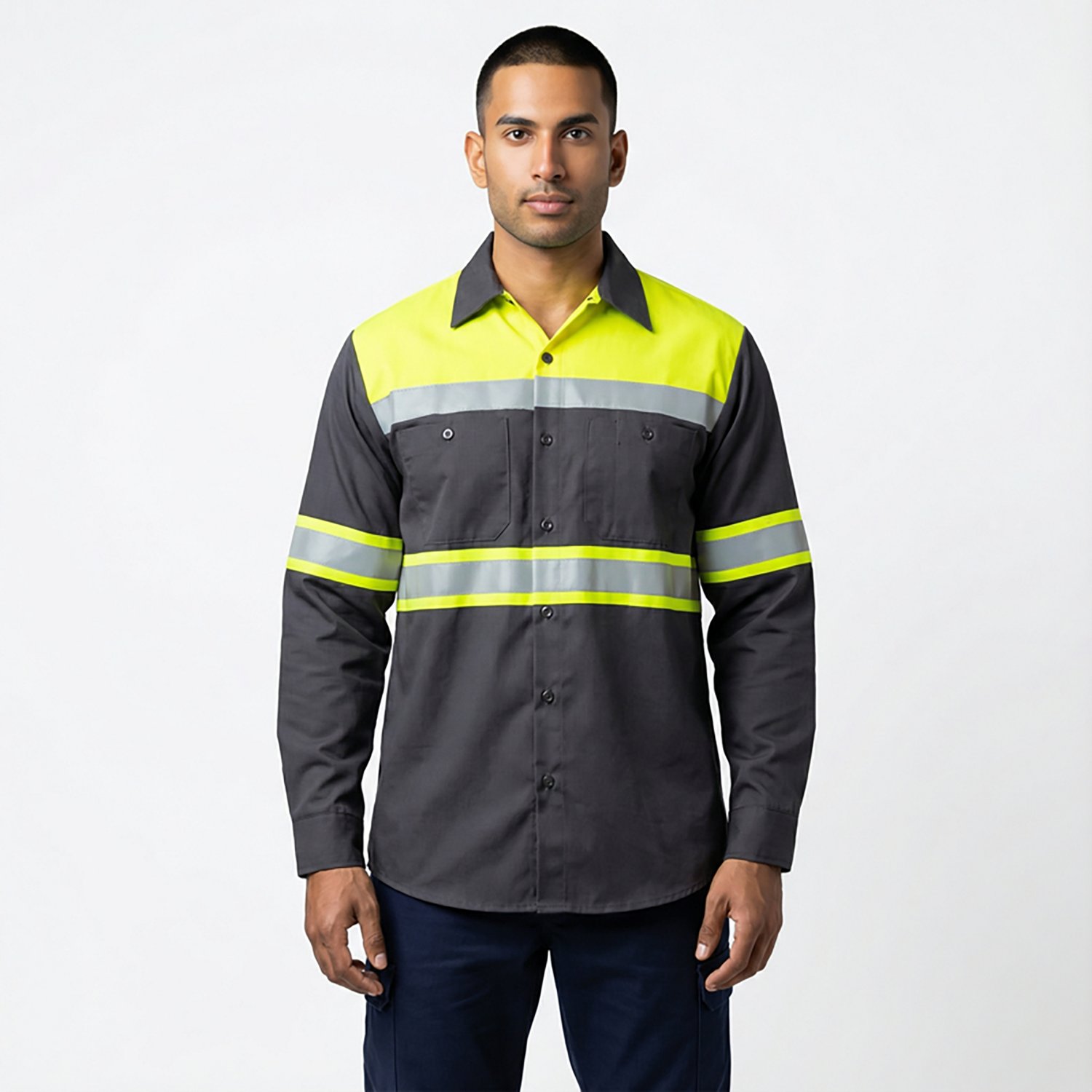 Red Kap Men's Hi-Visibility Colorblock Ripstop Type O Class 1 Work Shirt                                                         - view number 2