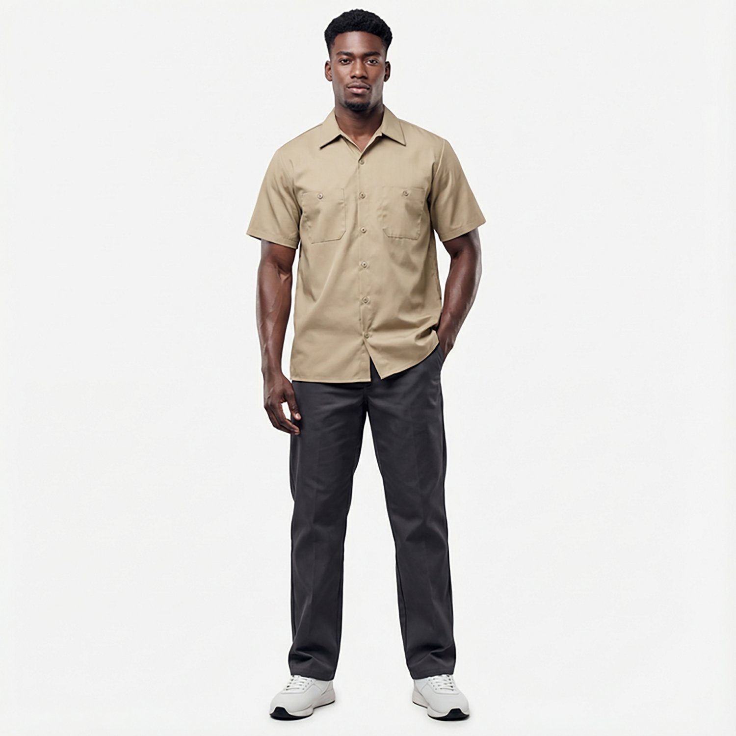 Red Kap Men's Short Sleeve Wrinkle-Resistant Cotton Work Shirt